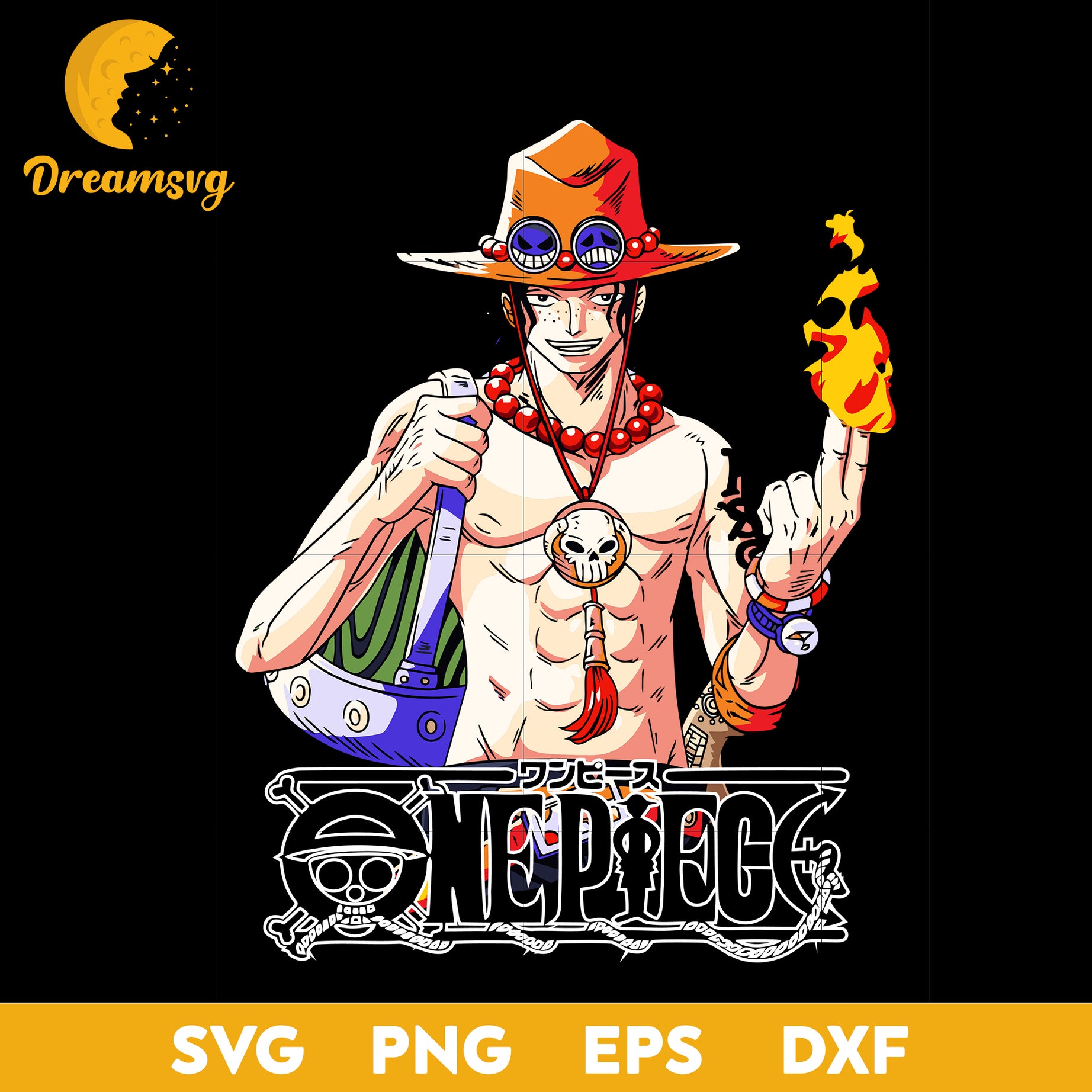 Ace One Piece svg, svg file for cricut ,Anime svg, png, eps, dxf digital download