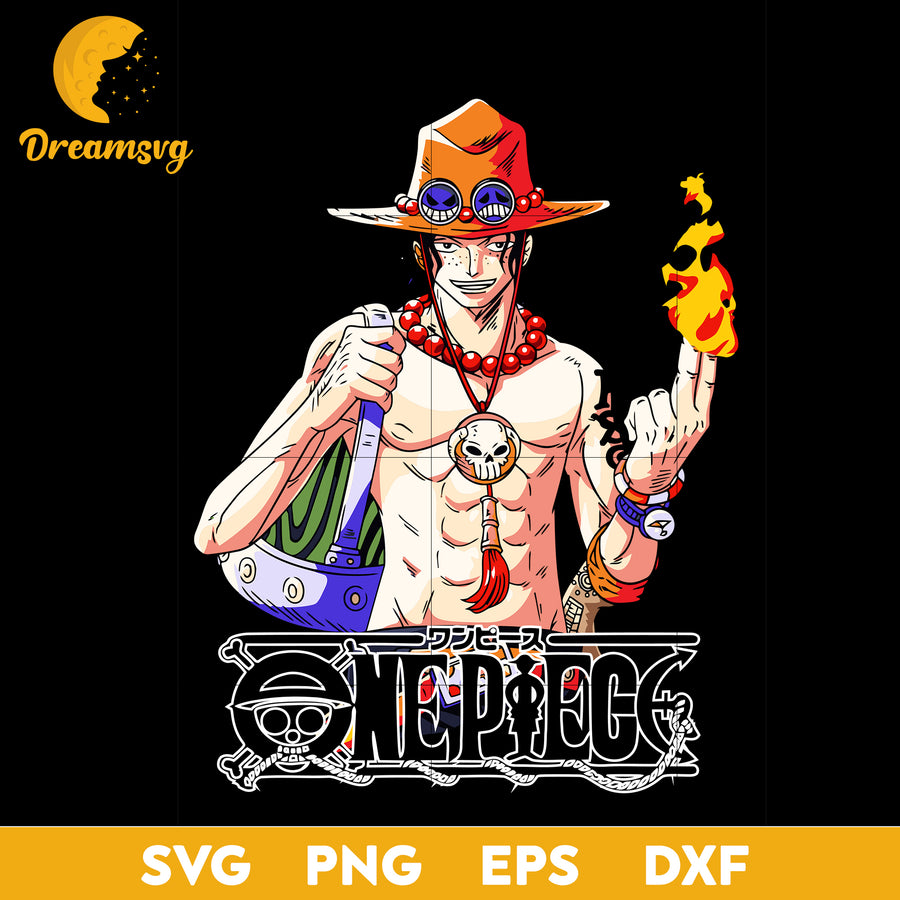 Ace One Piece svg, svg file for cricut ,Anime svg, png, eps, dxf digital download