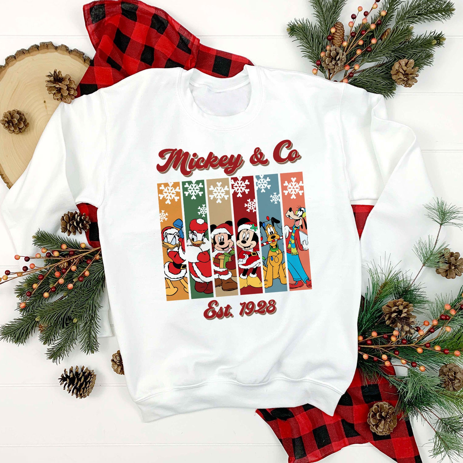 Mickey & Co Est.1928 PNG, Mickey Mouse Christmas PNG File.