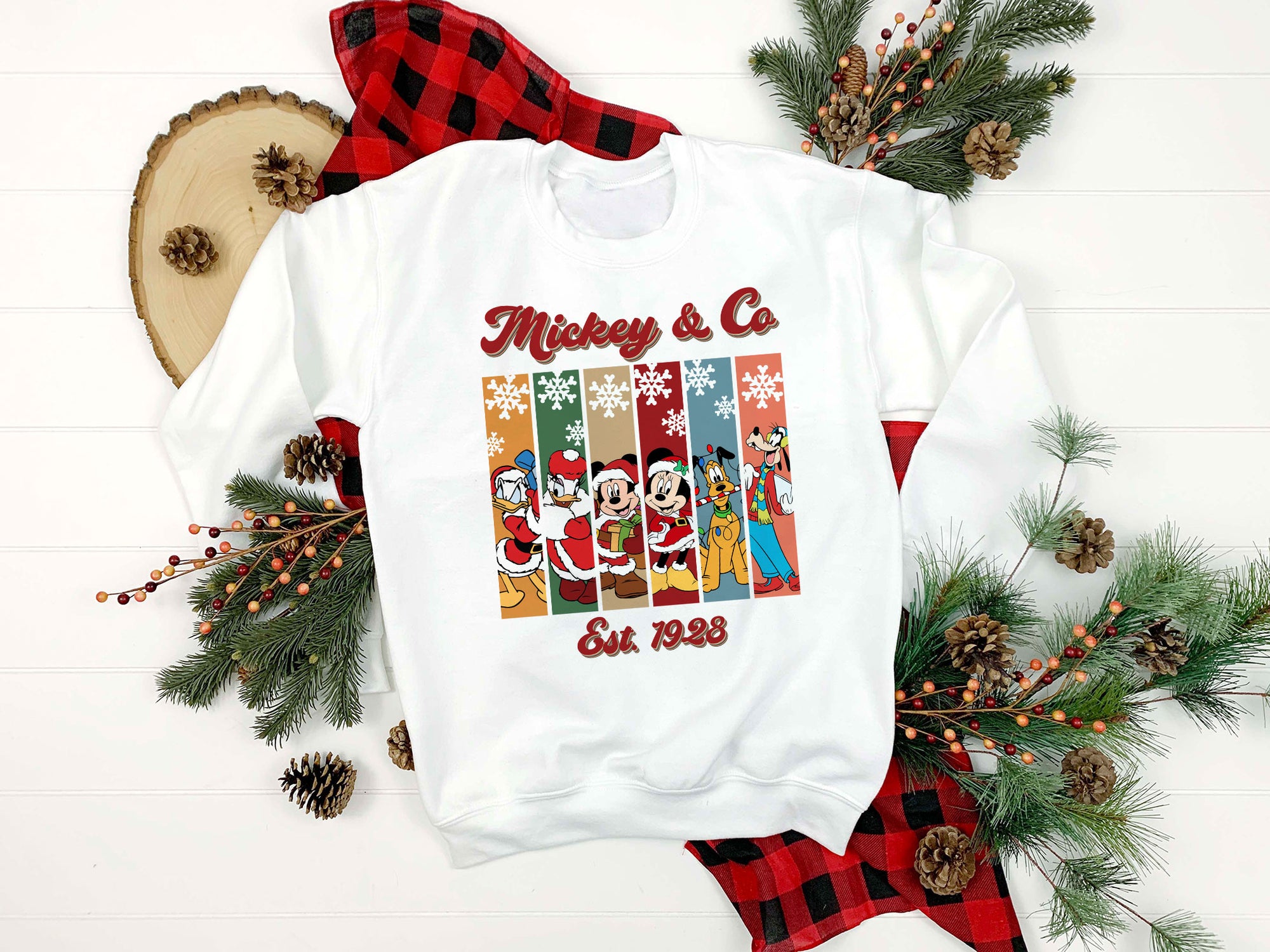 Mickey & Co Est.1928 PNG, Mickey Mouse Christmas PNG File.