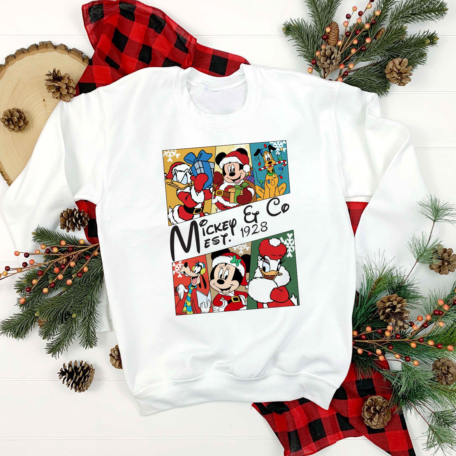 Christmas Mickey & Co Est.1928 PNG, Mickey Mouse Christmas PNG File.