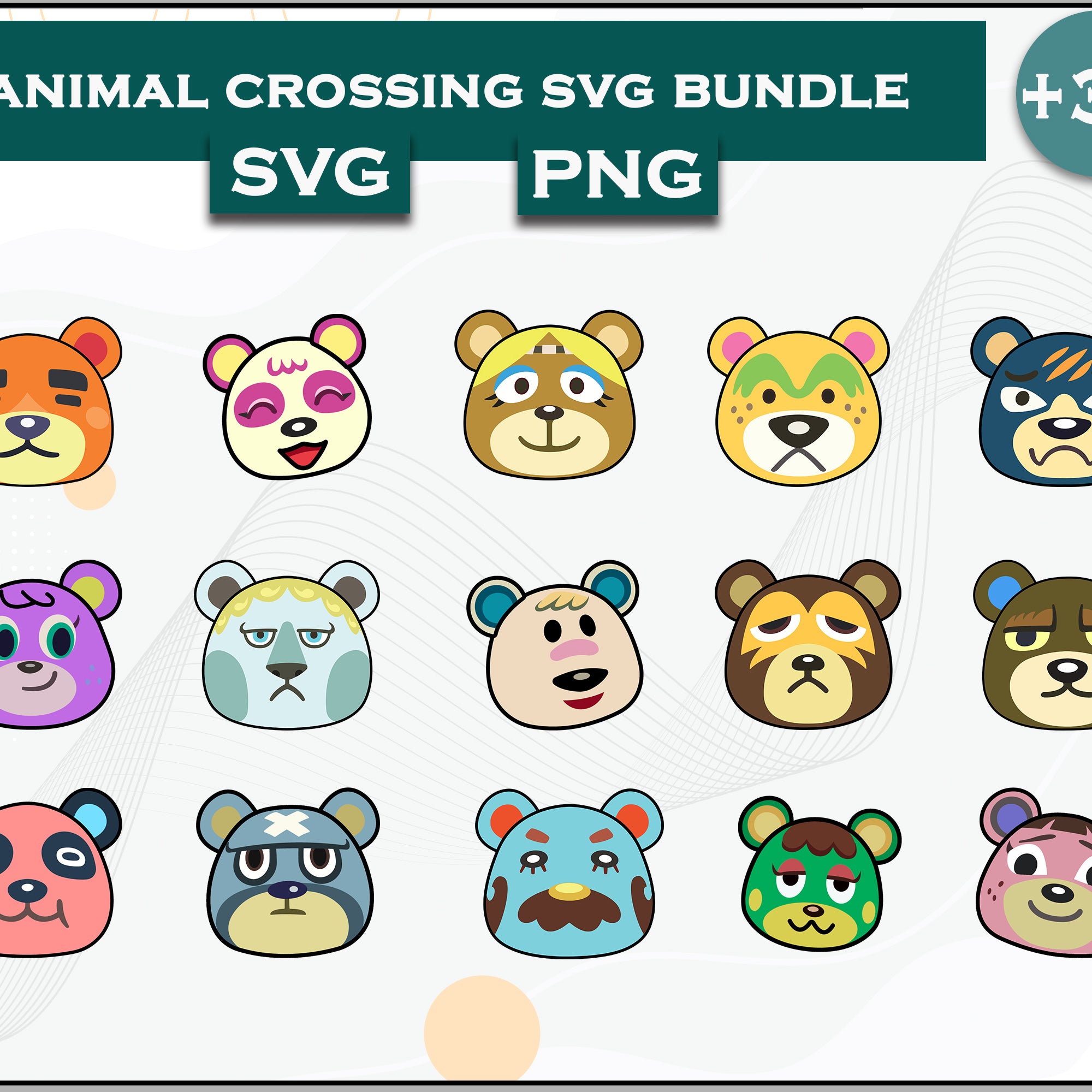 30+ Bear Svg Bundle, Animal Crossing Svg Bundle, Animal Crossing Svg, Cartoon svg, png, digital file
