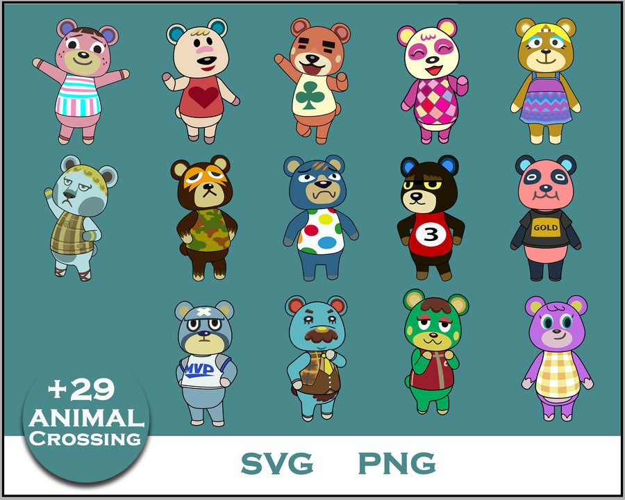 29+ Bears Svg Bundle, Animal Crossing Svg Bundle, Animal Crossing Svg, Cartoon svg, png, digital file