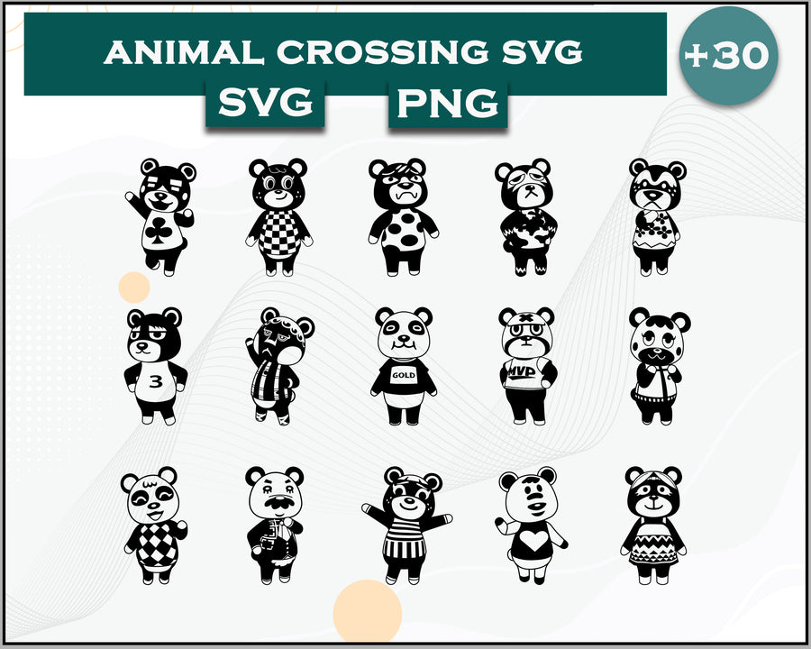 30+ Bears Svg Bundle, Animal Crossing Svg Bundle, Animal Crossing Svg, Cartoon svg, png digital file