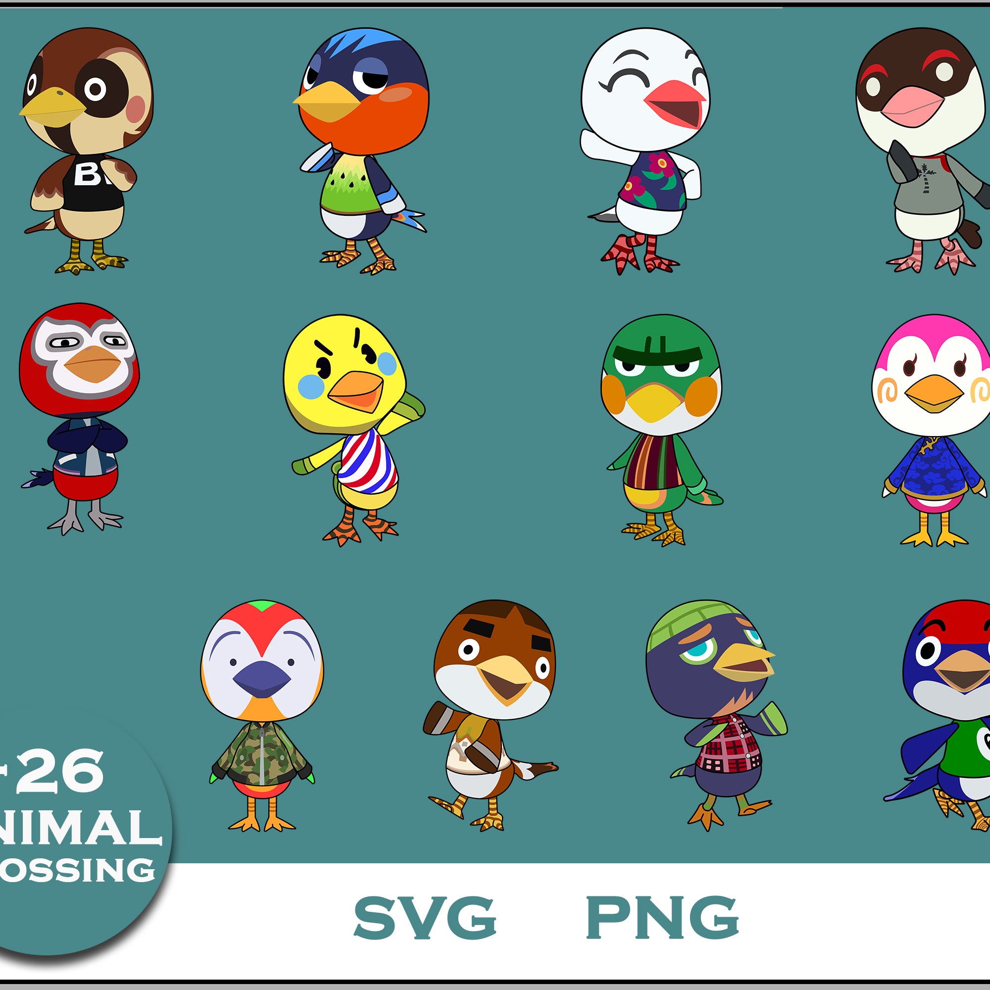 26+ Birds Svg Bundle, Animal Crossing Svg Bundle, Animal Crossing Svg, Cartoon svg, png digital file