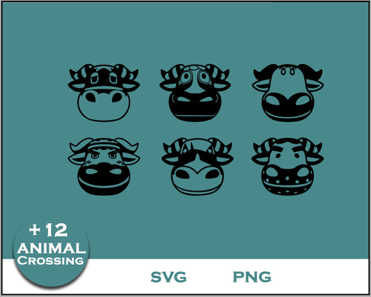 12+ Bull Svg Bundle, Animal Crossing Svg Bundle, Animal Crossing Svg, Cartoon svg, png digital file
