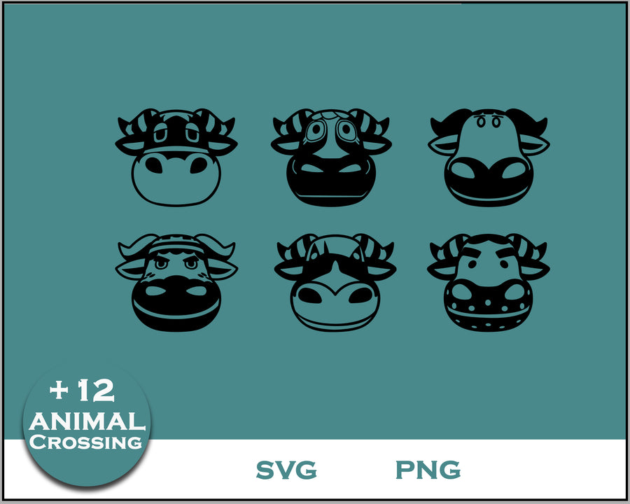 12+ Bull Svg Bundle, Animal Crossing Svg Bundle, Animal Crossing Svg, Cartoon svg, png digital file