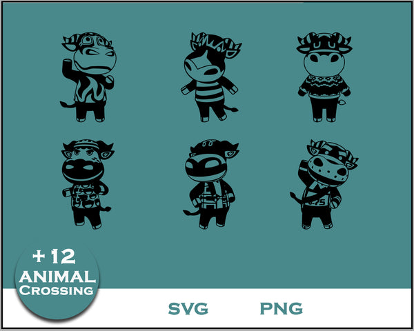 12+ Bull Svg Bundle, Animal Crossing Svg Bundle, Animal Crossing Svg, Cartoon svg, png digital file