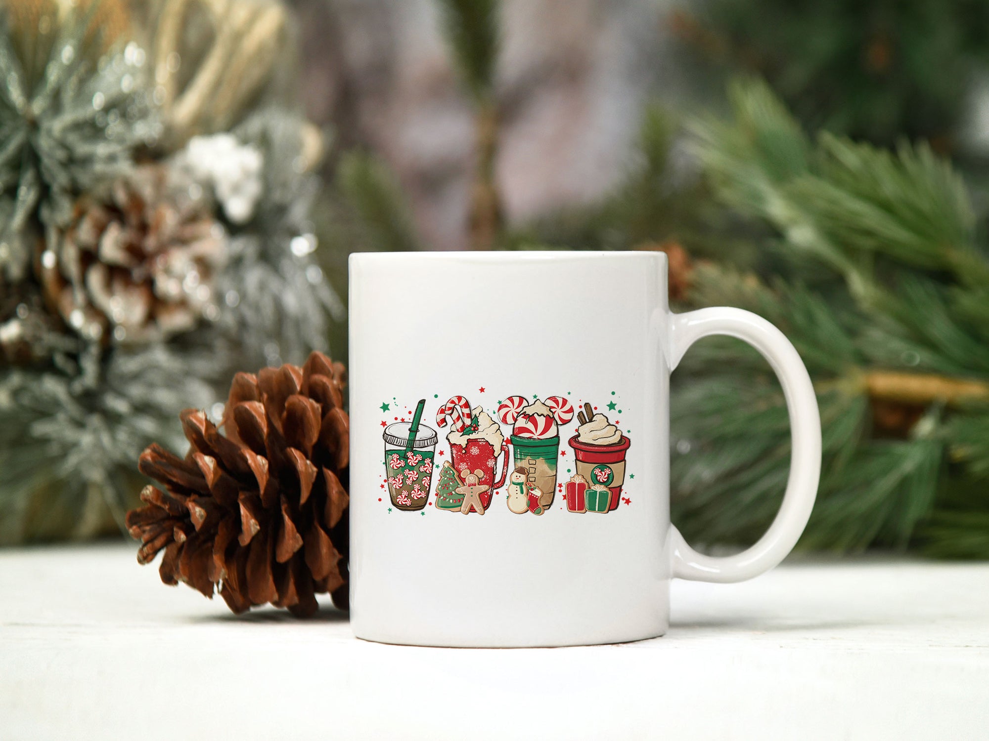 Mickey Peppermint Coffee Christmas PNG, Disney Christmas PNG.