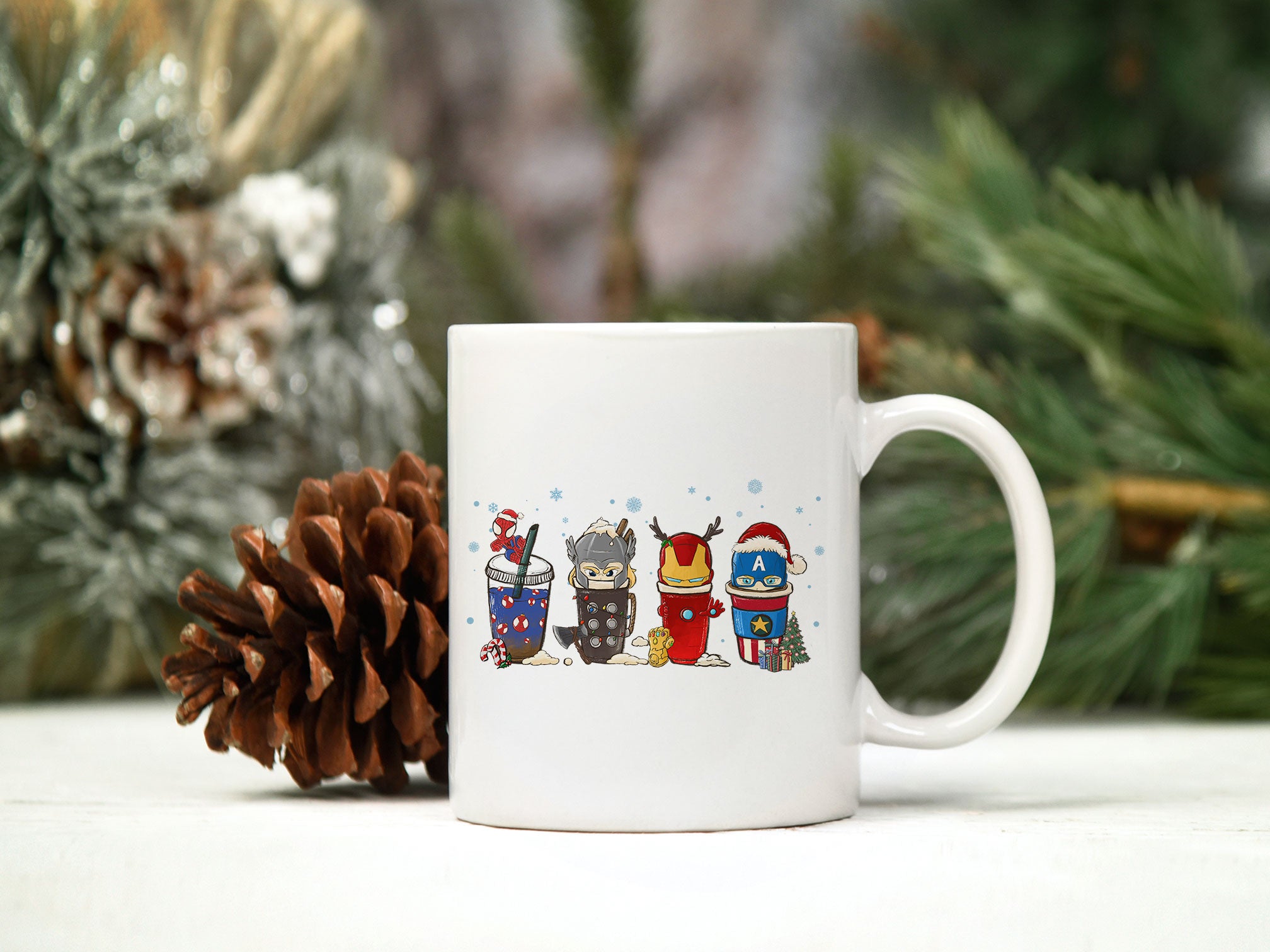 Superhero Coffee Christmas PNG, Christmas Coffee Digital PNG.