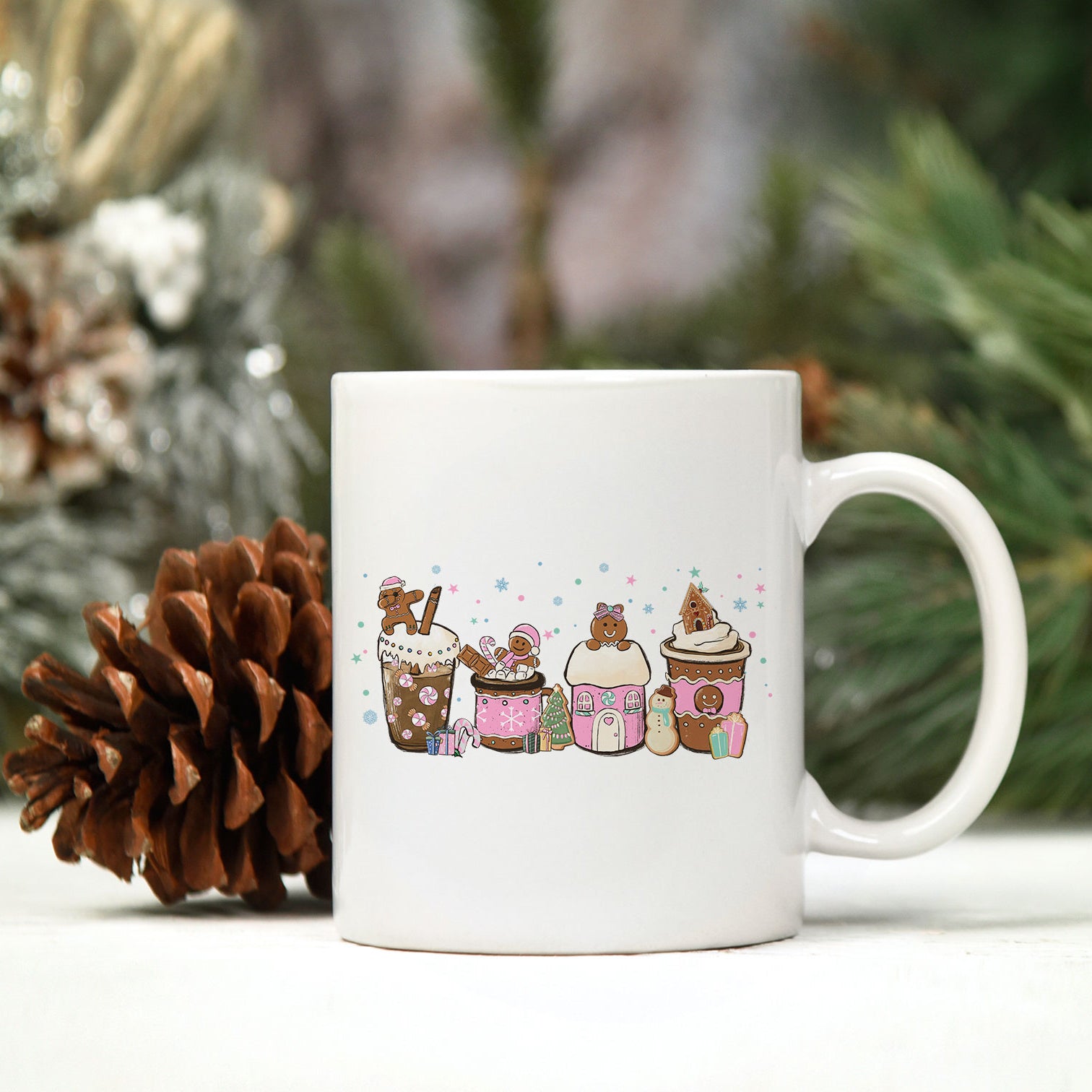 Gingerbread Santa Claus Hat Christmas Coffee PNG, Christmas PNG File.