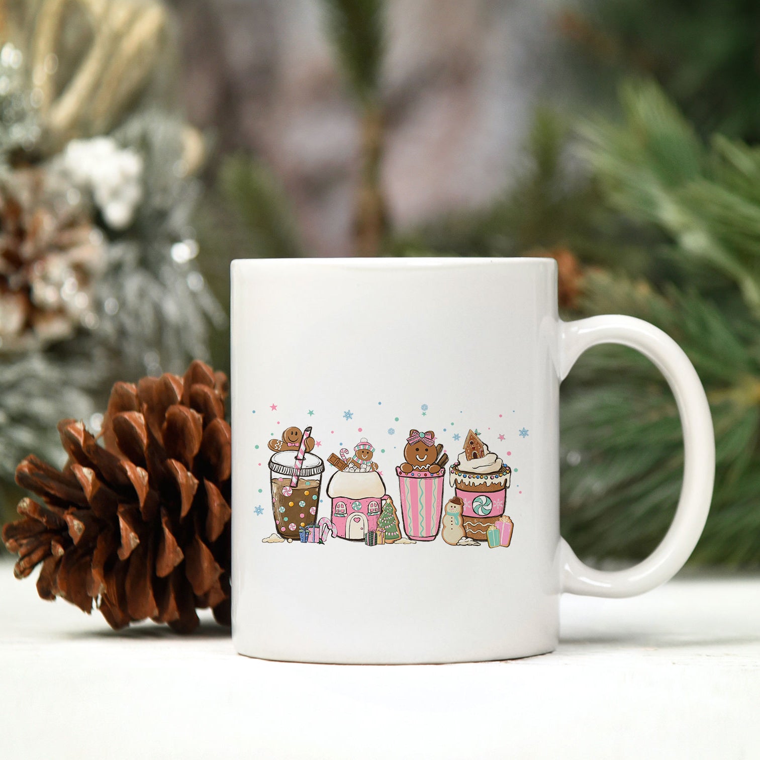 Merry Christmas Gingerbread Coffee PNG, Christmas PNG File.