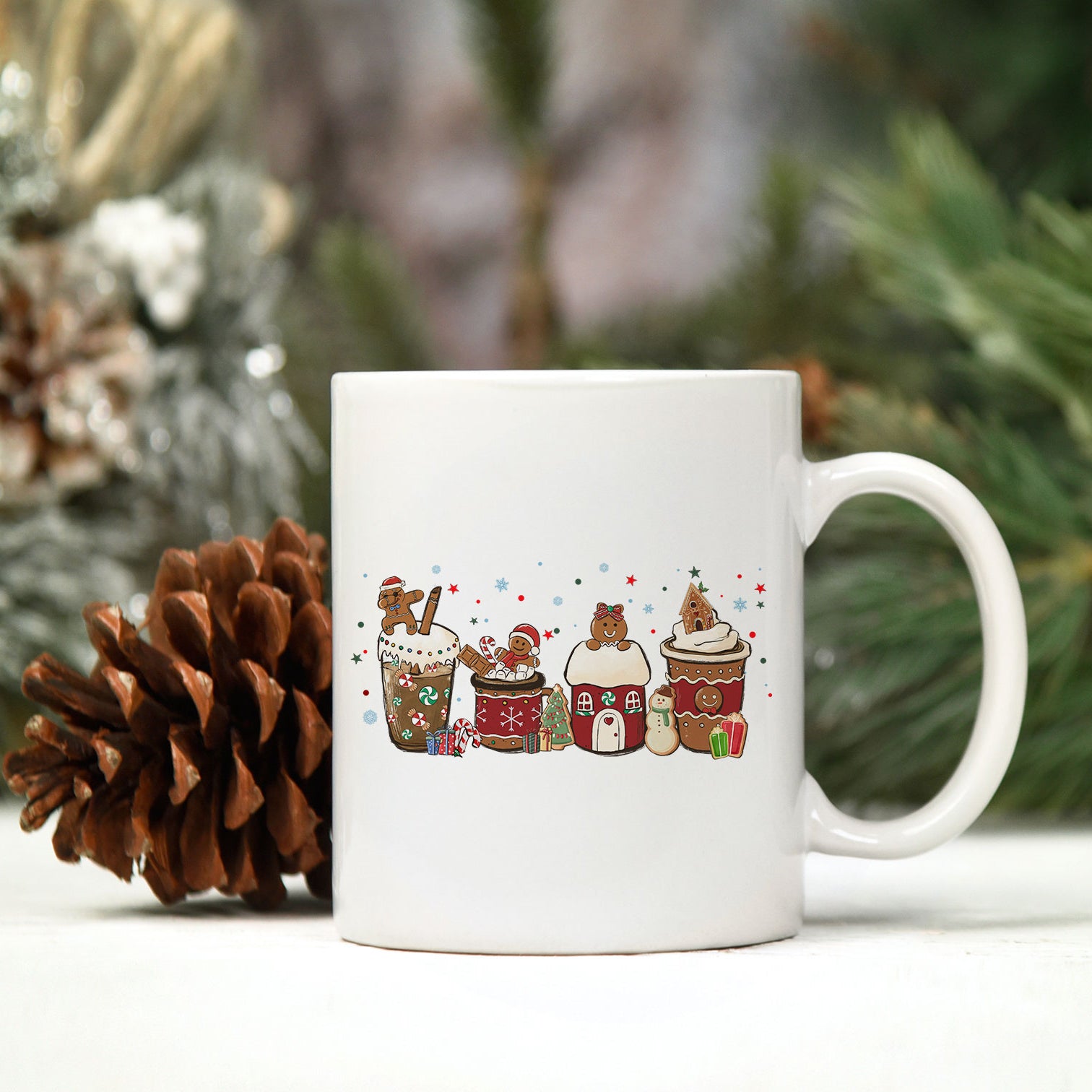 Christmas Coffee Gingerbread Santa Claus PNG, Christmas PNG File.