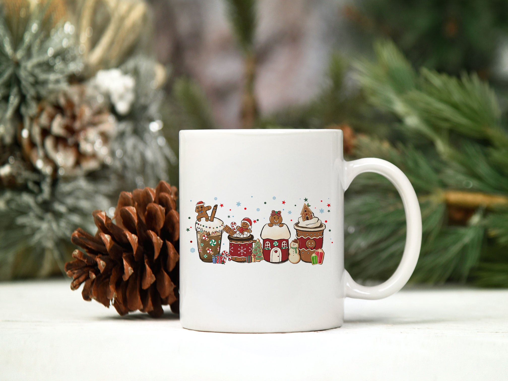 Christmas Coffee Gingerbread Santa Claus PNG, Christmas PNG File.