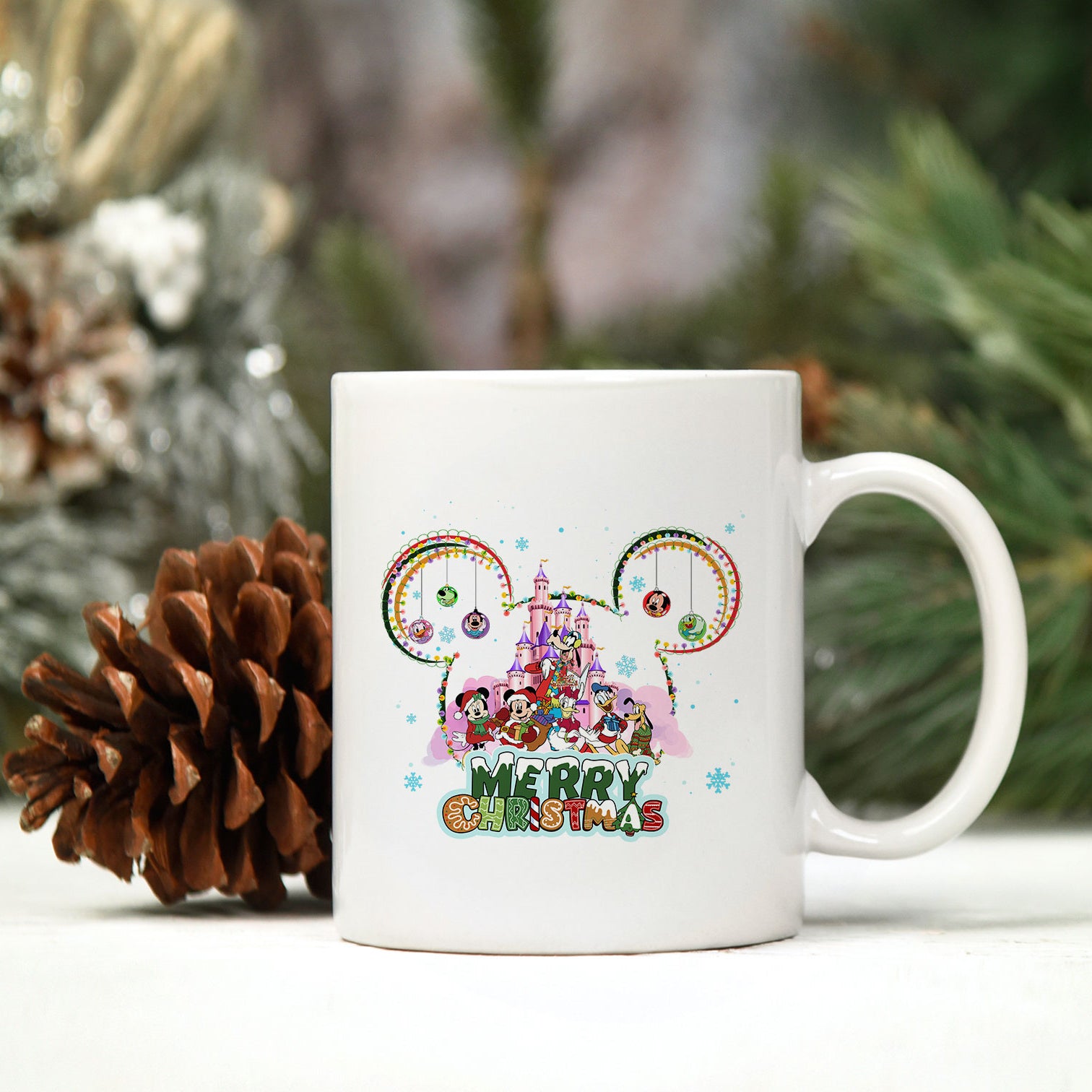 Disney Castle Merry Christmas PNG, Disney Christmas PNG.