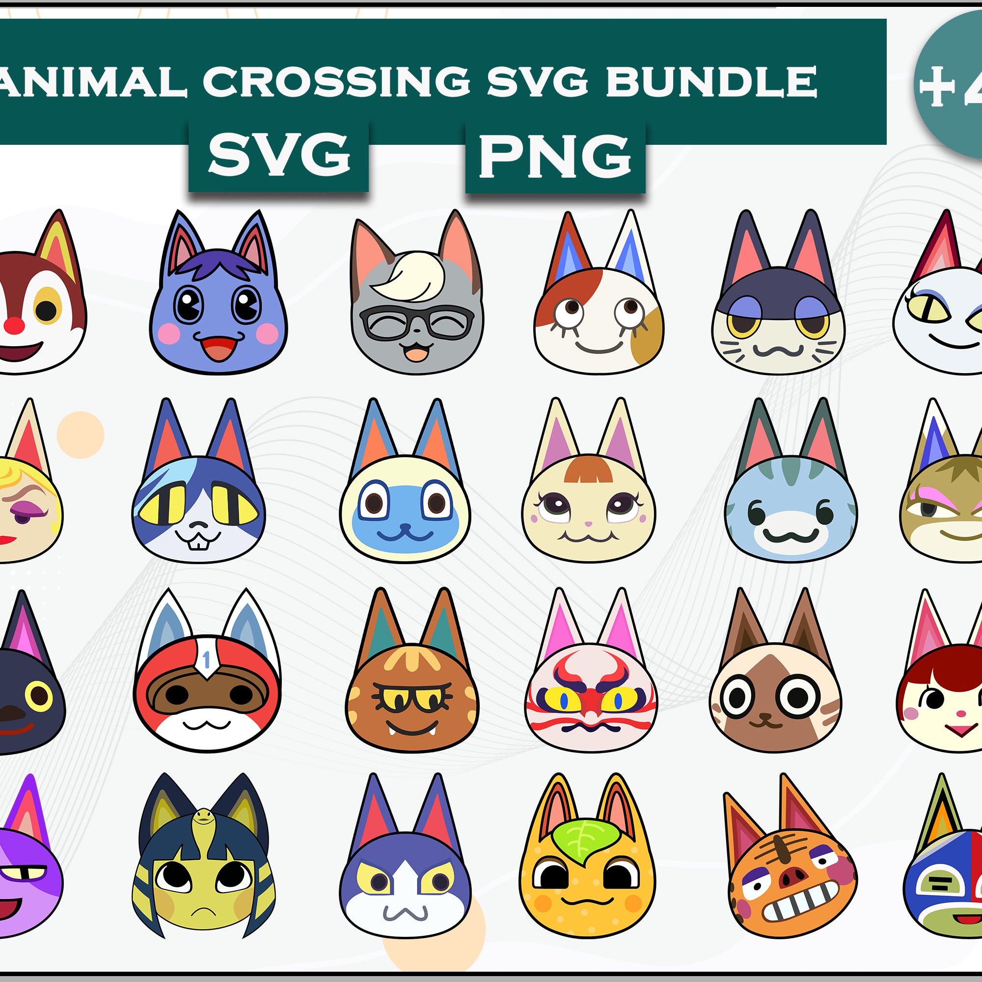 48+ Cat Svg Bundle, Animal Crossing Svg Bundle, Animal Crossing Svg, Cartoon svg, png digital file