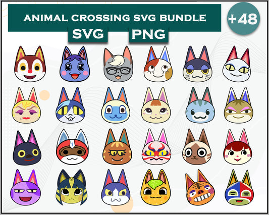 48+ Cat Svg Bundle, Animal Crossing Svg Bundle, Animal Crossing Svg, Cartoon svg, png digital file