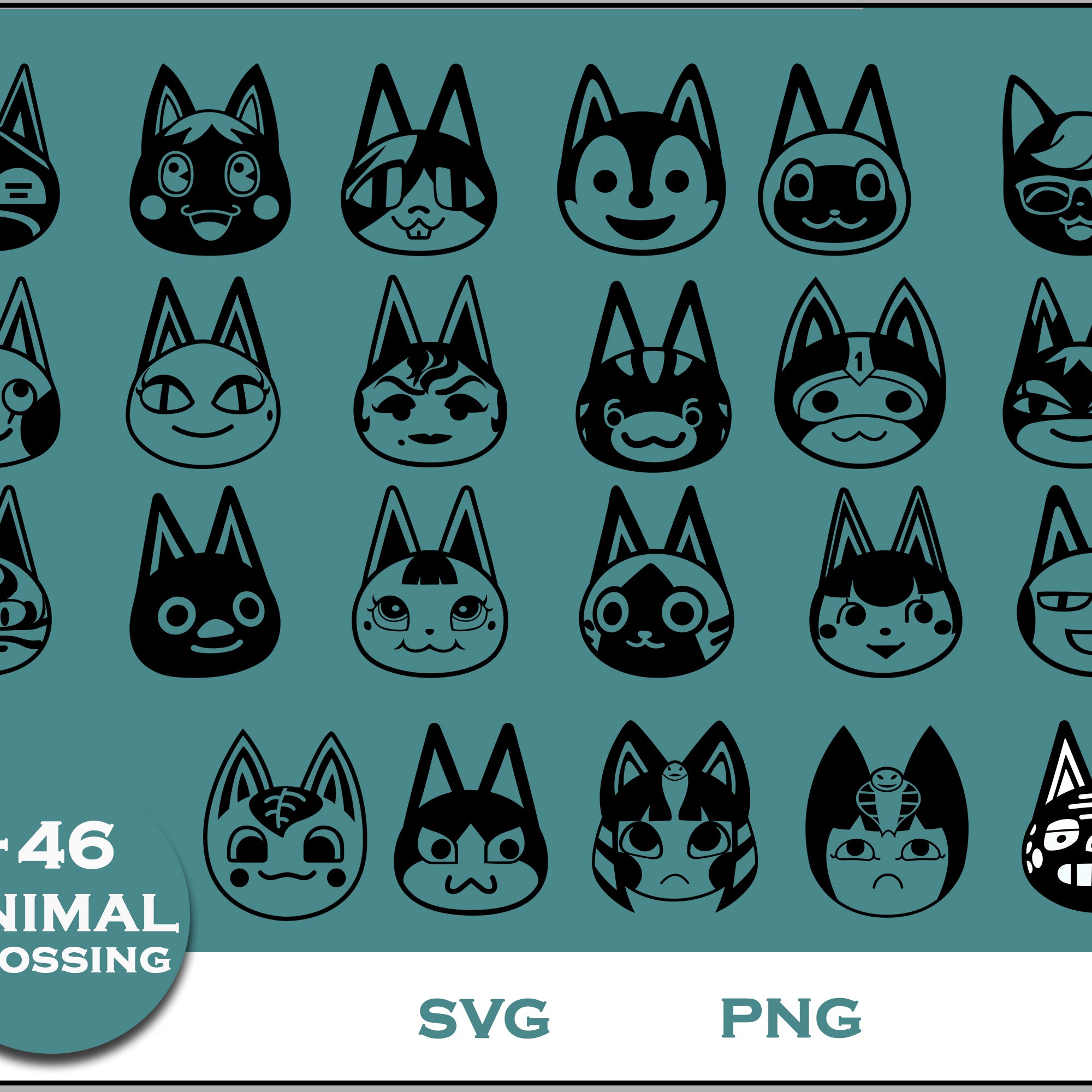 46+ Cat Svg Bundle, Animal Crossing Svg Bundle, Animal Crossing Svg, Cartoon svg, png digital file