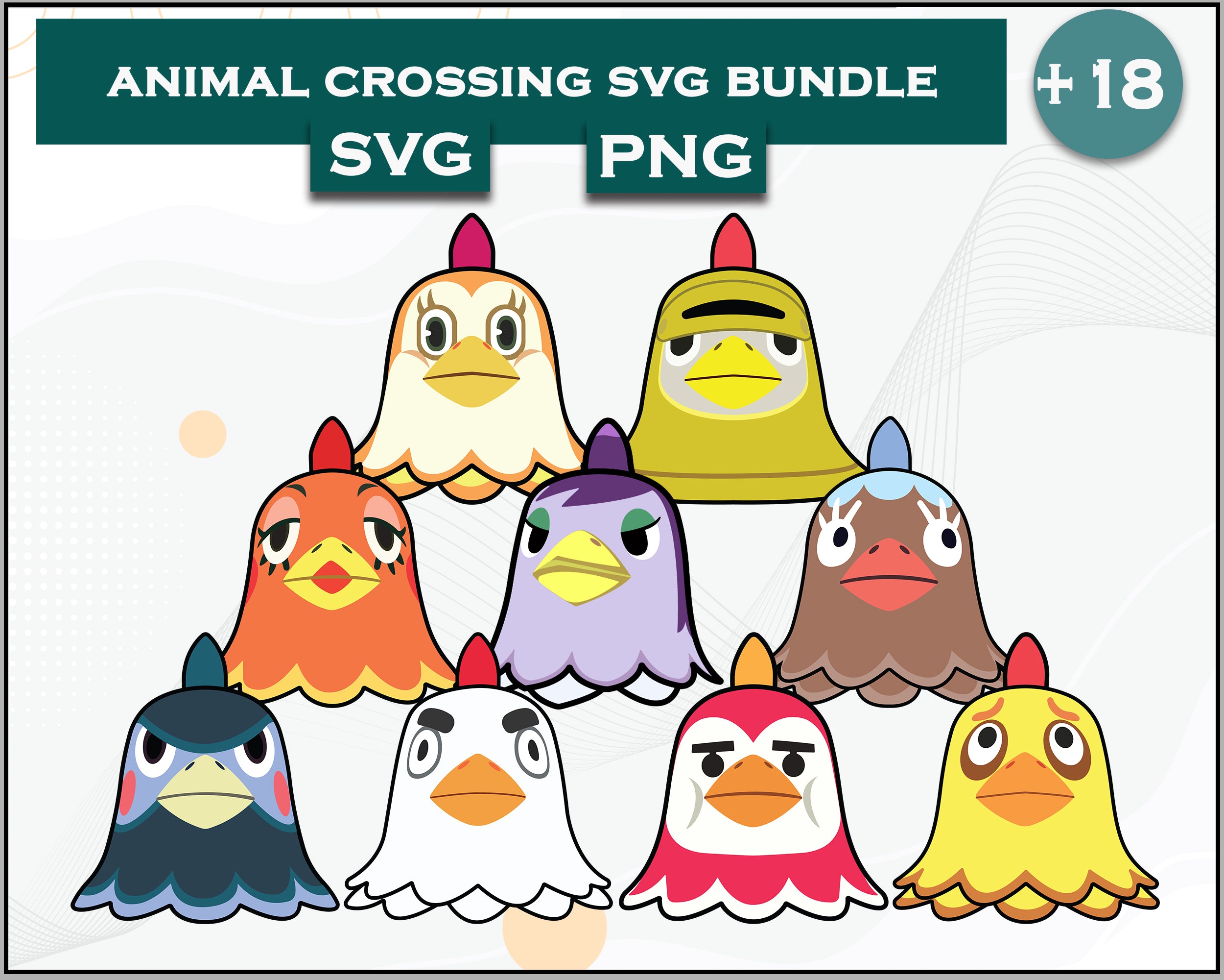 18+ Chicken Svg Bundle, Animal Crossing Svg Bundle, Animal Crossing Svg, Cartoon svg, png digital file