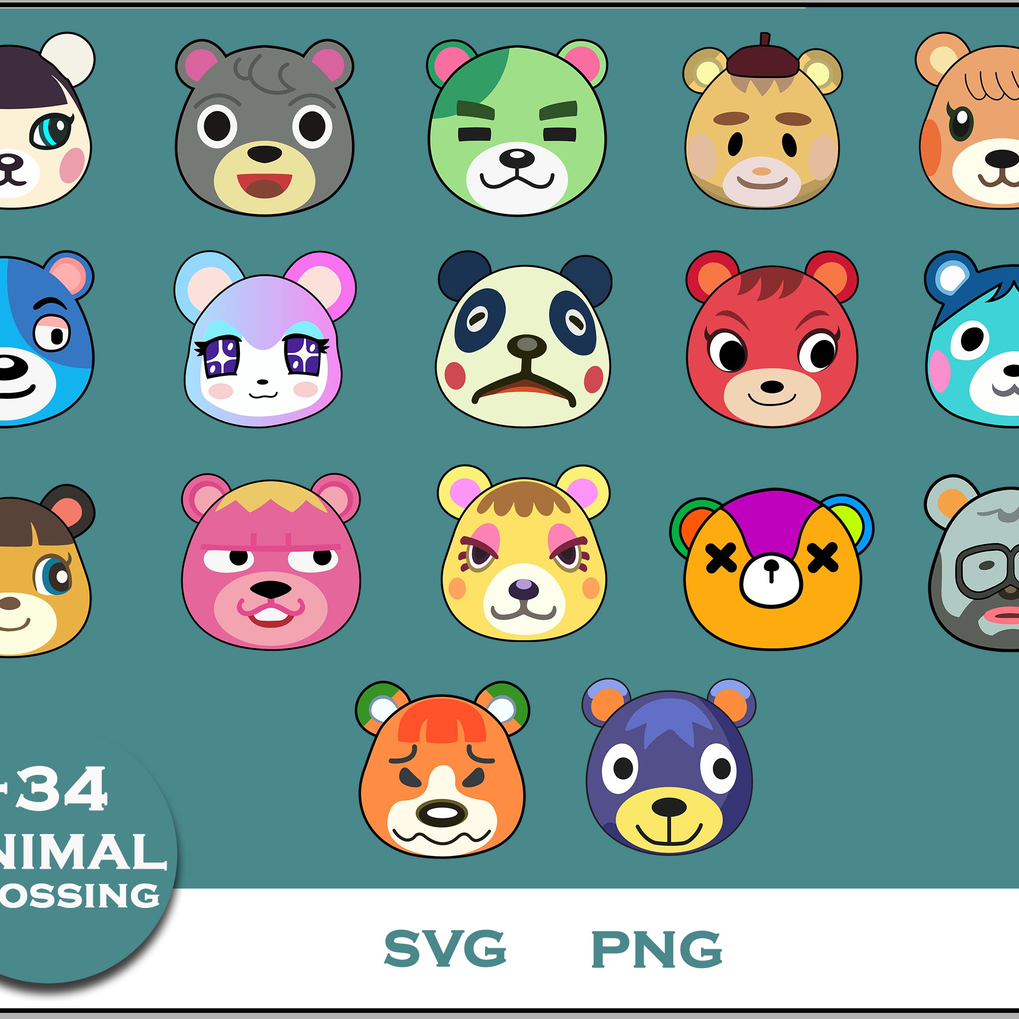 34+ Cub Svg Bundle, Animal Crossing Svg Bundle, Animal Crossing Svg, Cartoon svg, png digital file