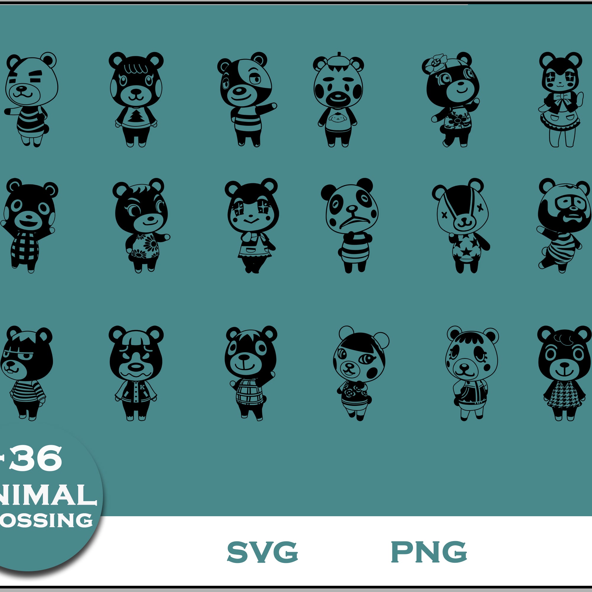 36+  Cub Svg Bundle, Animal Crossing Svg Bundle, Animal Crossing Svg, Cartoon svg, png digital file