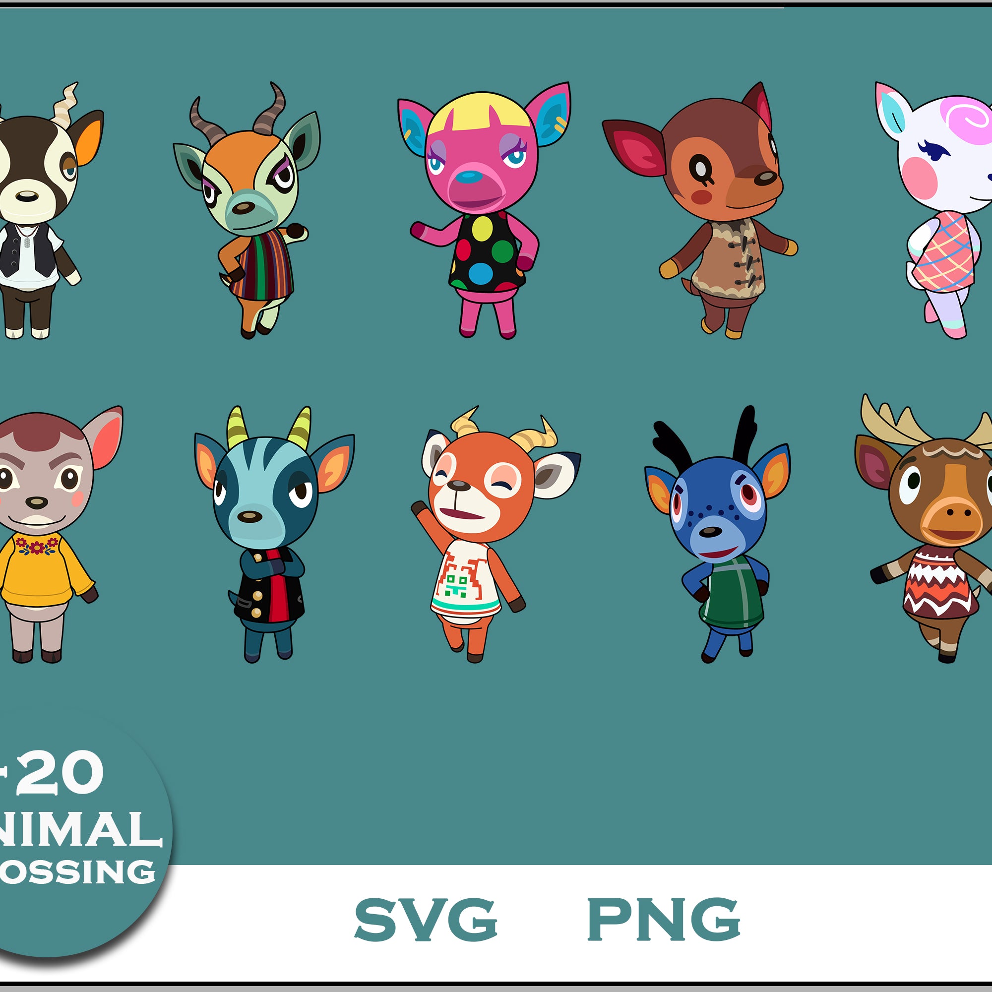 20+ Deer Svg Bundle, Animal Crossing Svg Bundle, Animal Crossing Svg, Cartoon svg, png digital file