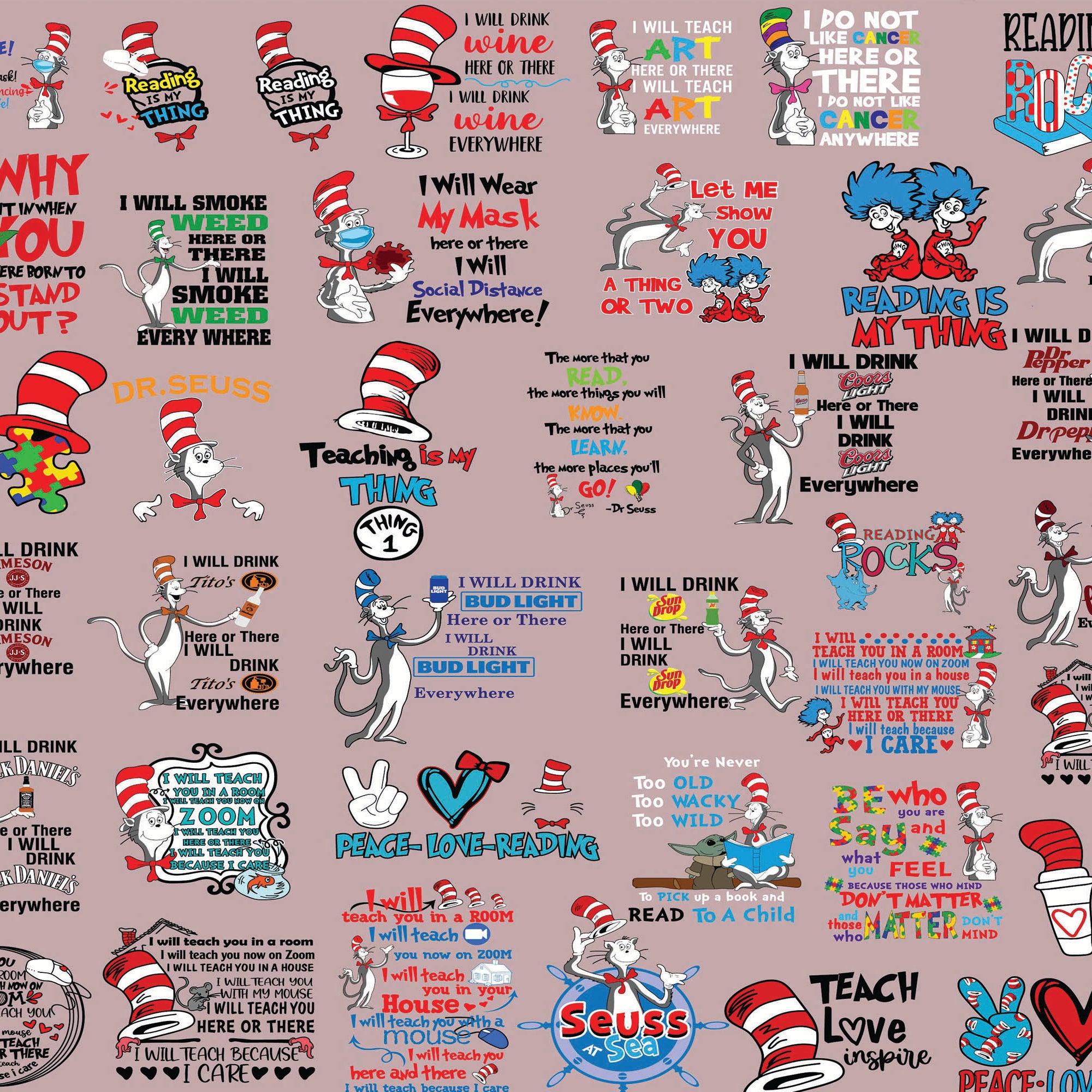 Dr seuss bundle svg, dr seuss svg, dr seuss quotes svg, png, dxf, eps digital file