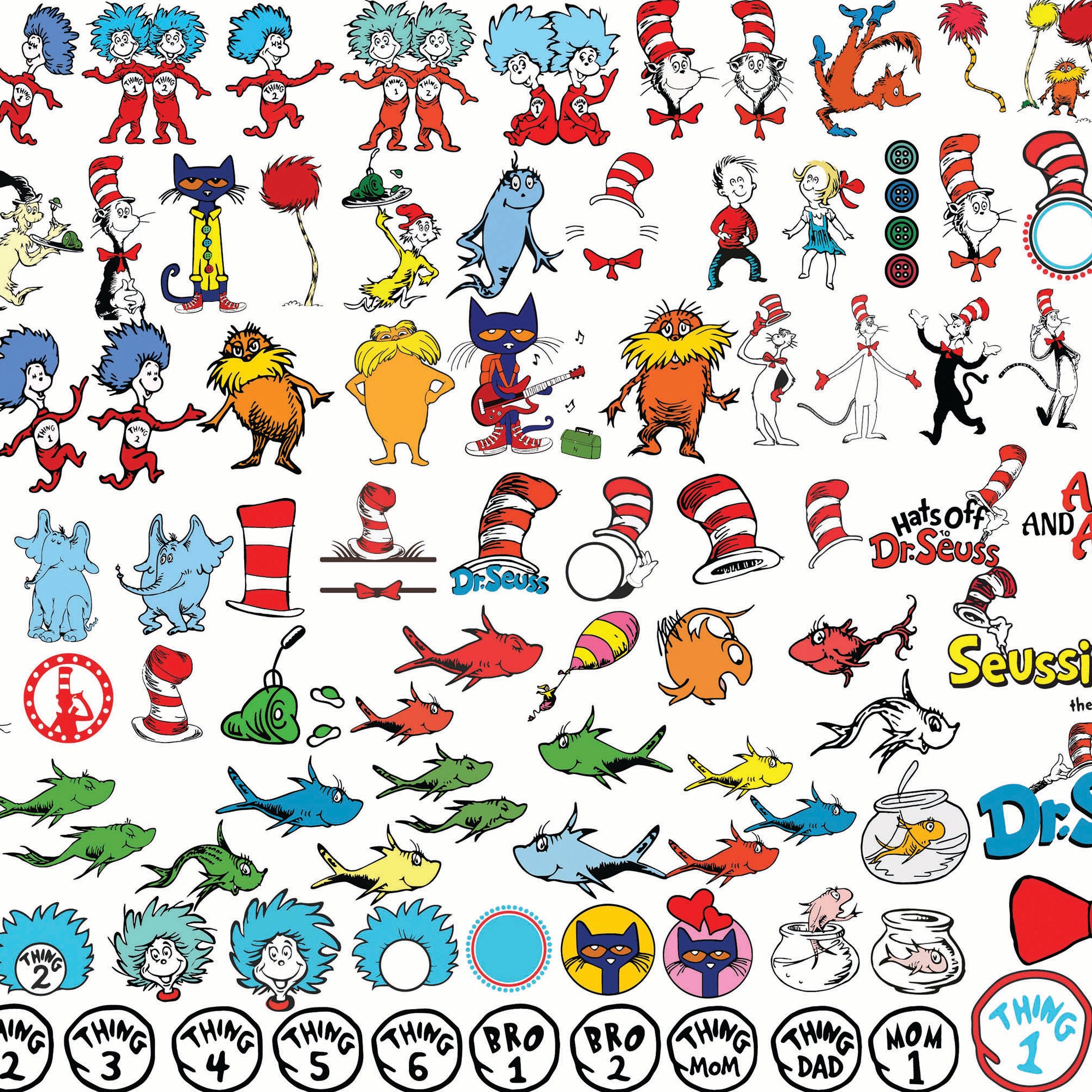 Dr seuss bundle svg, dr seuss svg, dr seuss quotes svg, png, dxf, eps digital file
