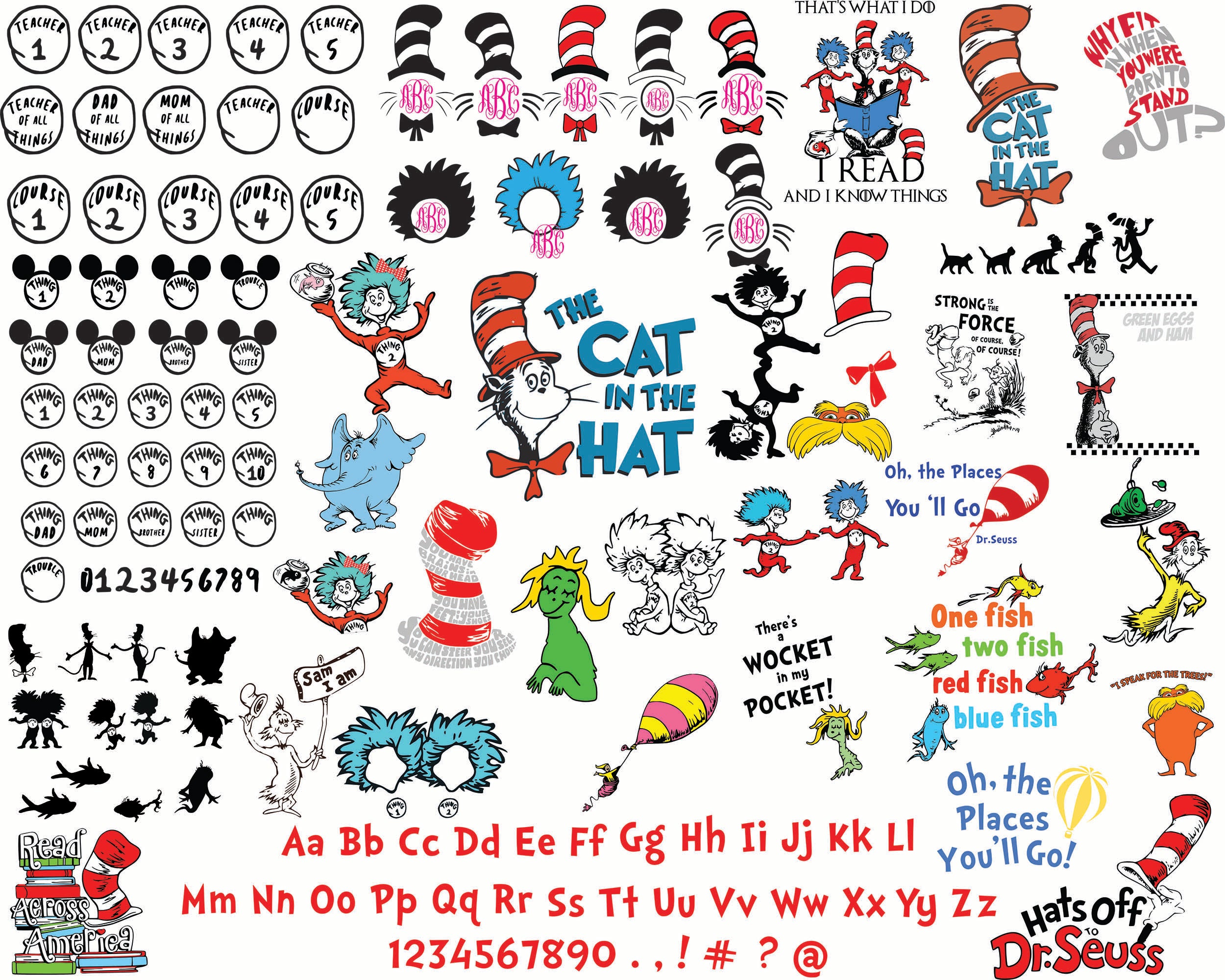 Dr seuss bundle svg, dr seuss svg, dr seuss quotes svg, png, dxf, eps digital file