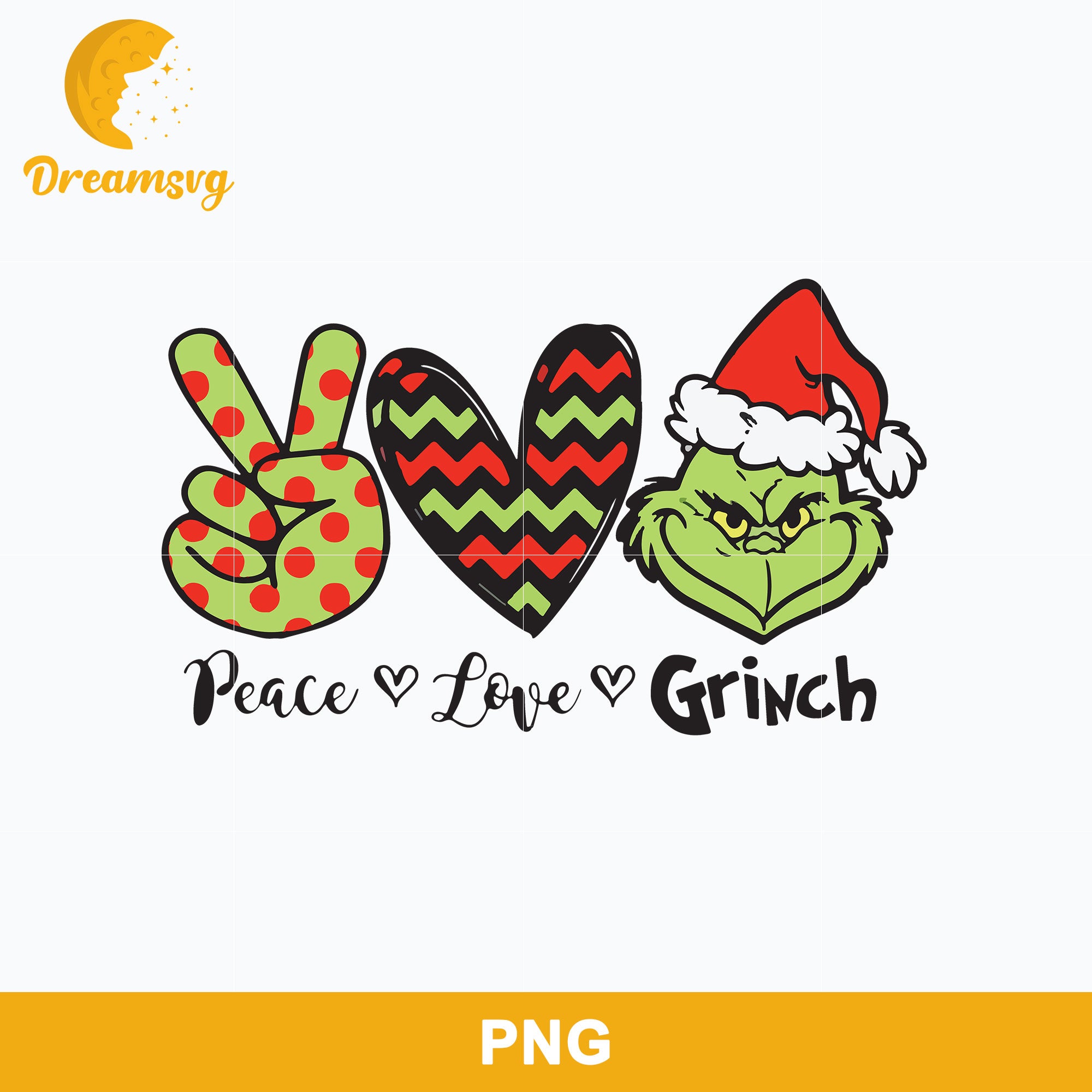 Peace Love Grinch PNG, The Grinch Christmas PNG.