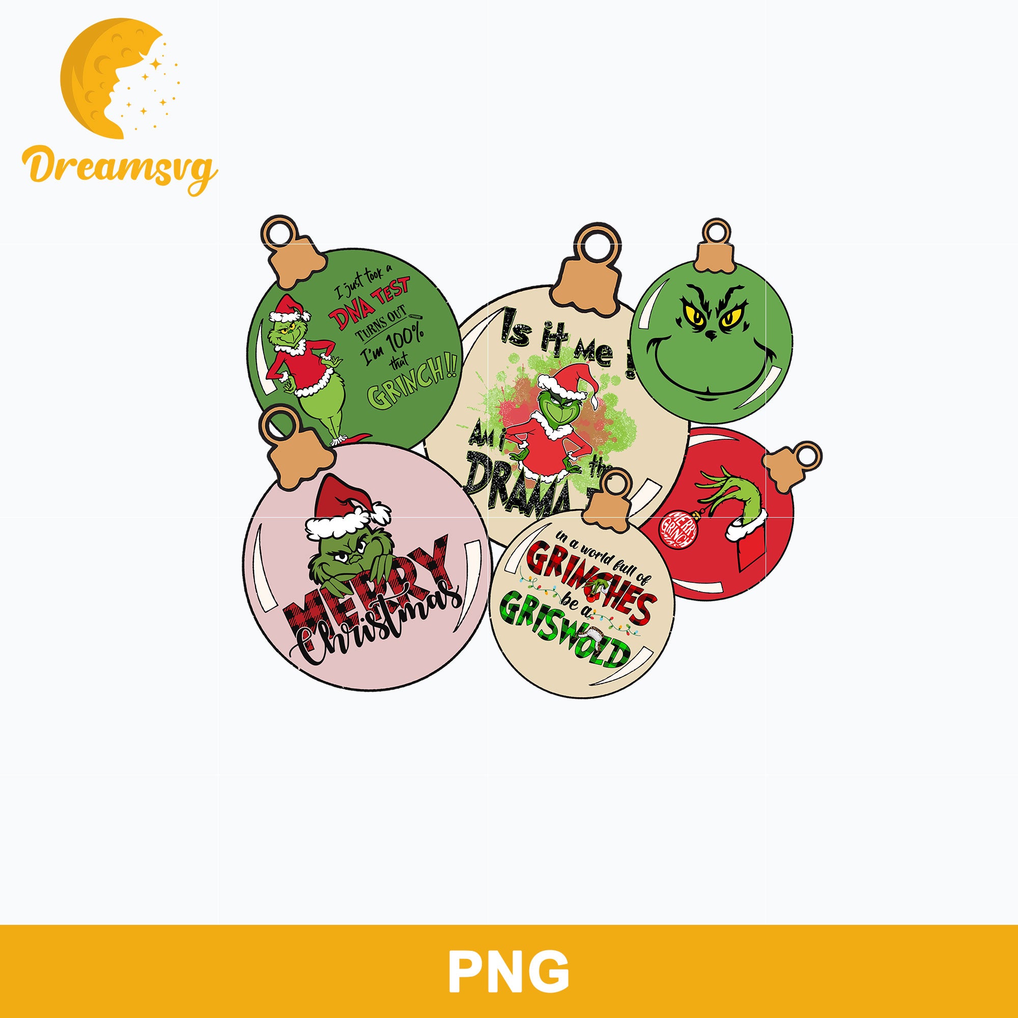 Grinch Merry Christmas Ornament PNG, Grinch PNG
