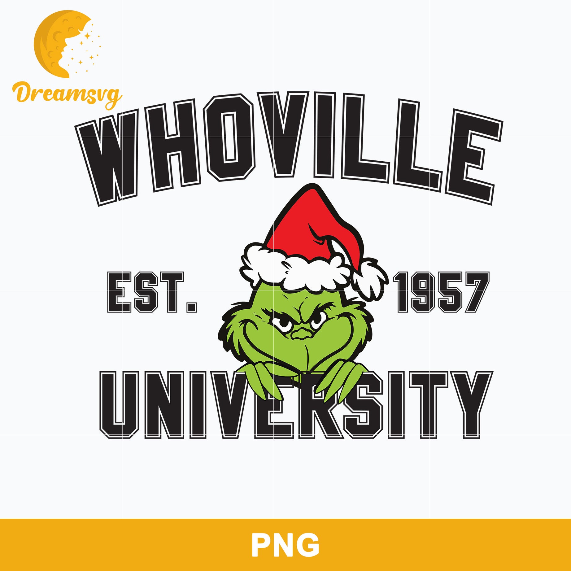 Whoville University EST.1957 PNG, Grinch Christmas Santa Claus PNG