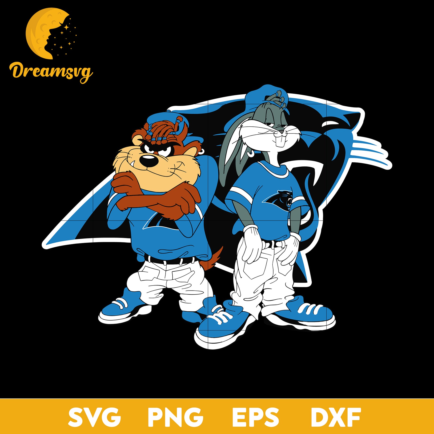 Taz and Bugs Kriss Kross Carolina Panthers Svg, Carolina Panthers Svg, Png, Dxf, Eps File