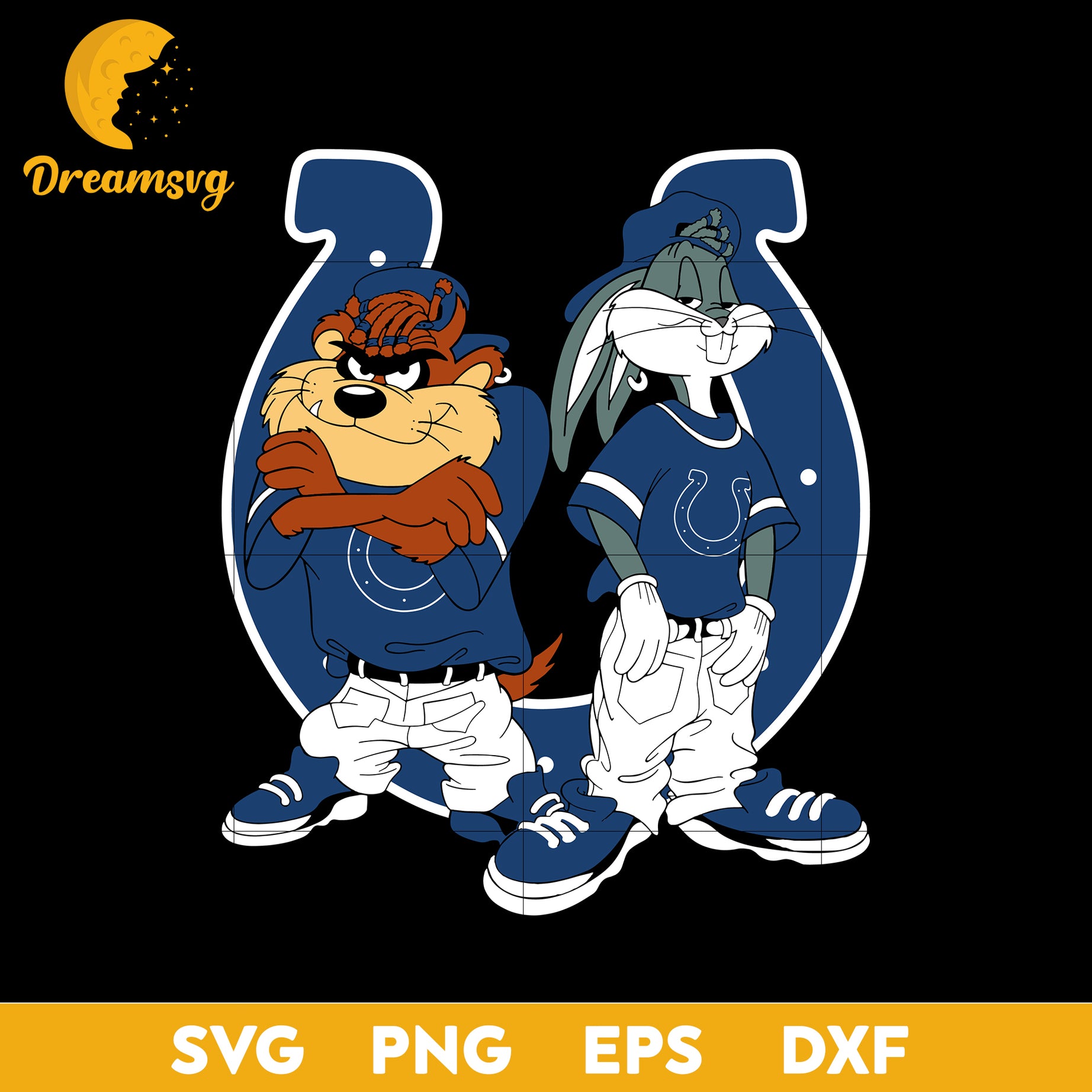 Taz and Bugs Kriss Kross Indianapolis Colts Svg, Indianapolis Colts Svg, Png, Dxf, Eps File