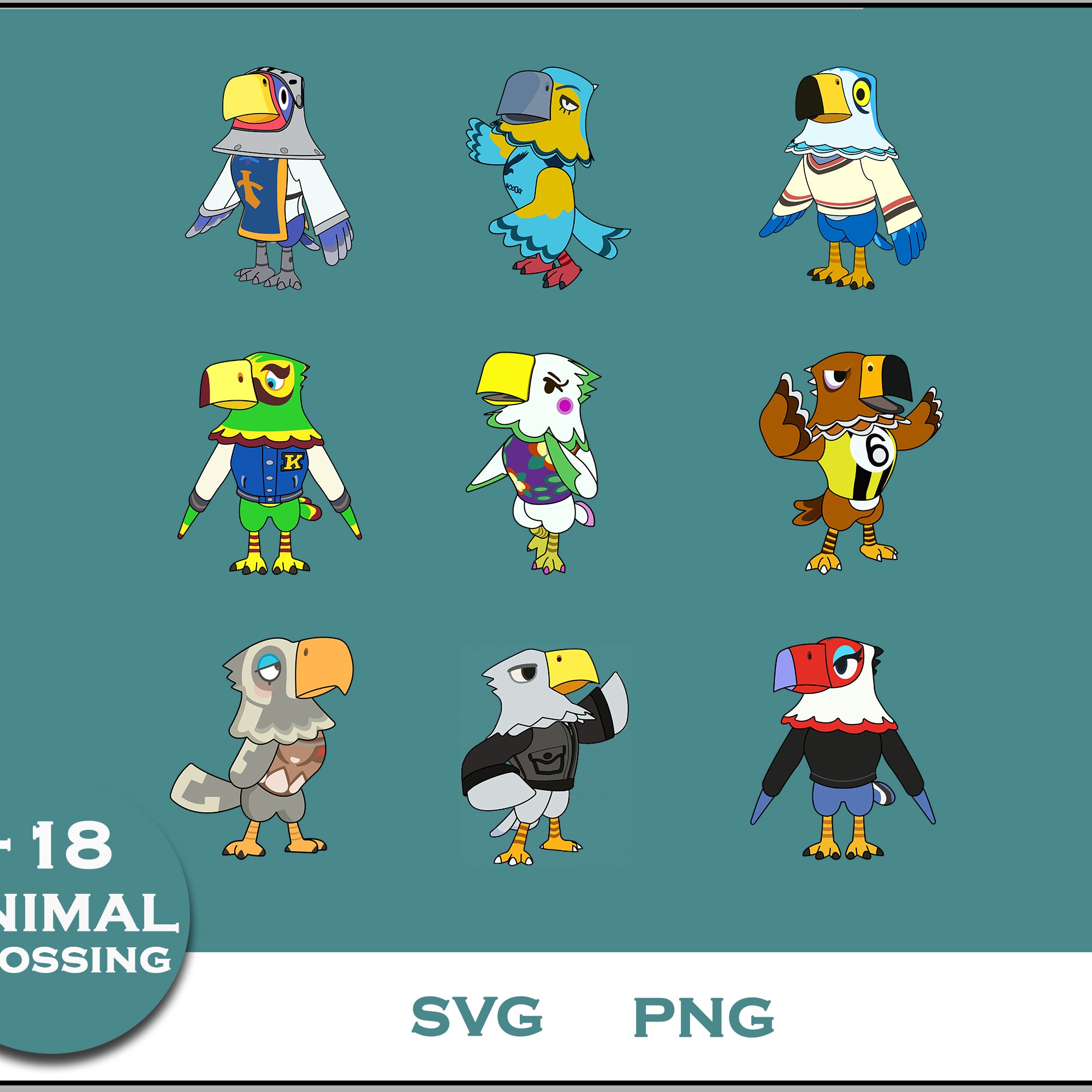 18+ Eagle Svg Bundle, Animal Crossing Svg Bundle, Animal Crossing Svg, Cartoon svg, png digital file