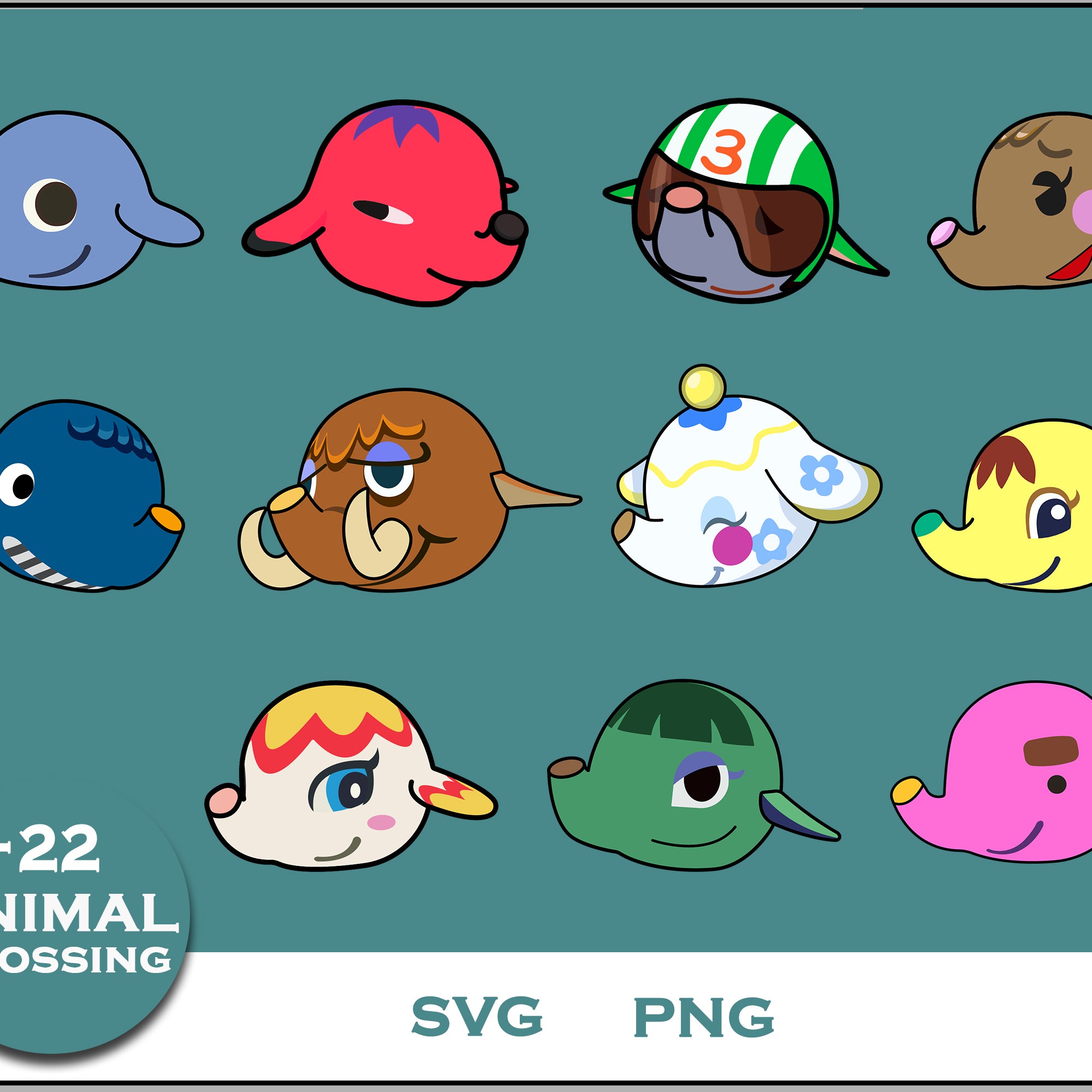 22+ Elephant Svg Bundle, Animal Crossing Svg Bundle, Animal Crossing Svg, Cartoon svg, png digital file