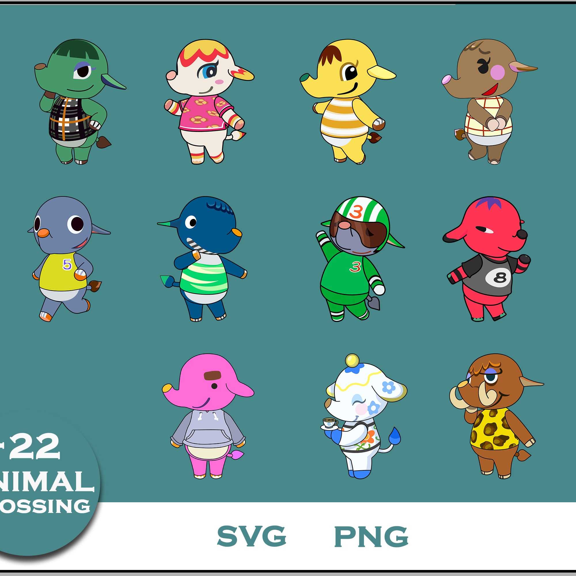 22+ Elephants Svg Bundle, Animal Crossing Svg Bundle, Animal Crossing Svg, Cartoon svg, png digital file