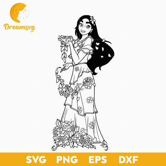 Isabela Madrigal outline svg, Encanto svg, Bundle Encanto svg, Birthday Party svg, Birthday svg, cut files for cricut silhouette, layered svg, cricut svg, png, dxf, eps digital file.