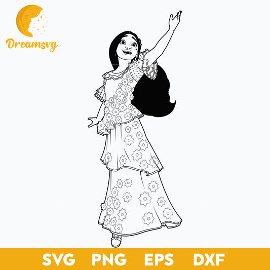 Isabela Madrigal outline svg, Encanto svg, Bundle Encanto svg, Birthday Party svg, Birthday svg, cut files for cricut silhouette, layered svg, cricut svg, png, dxf, eps digital file.