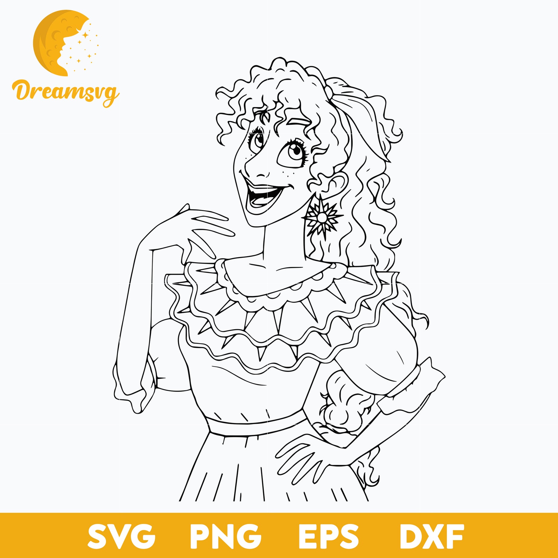 Pepa Madrigal outline svg, Encanto svg, Bundle Encanto svg, Birthday Party svg, Birthday svg, cut files for cricut silhouette, layered svg, cricut svg, png, dxf, eps digital file.