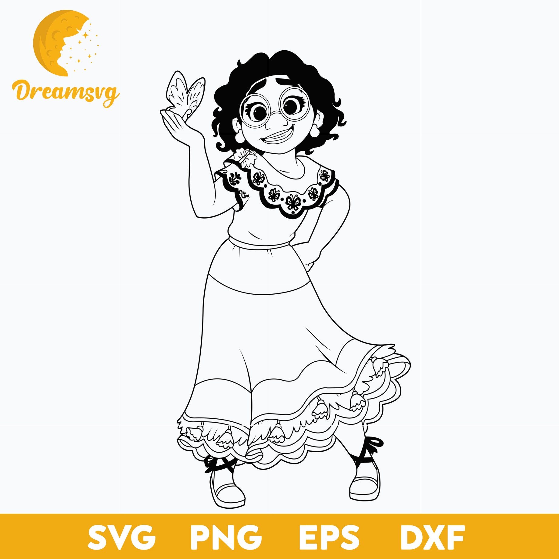 Mirabel Madrigal outline svg, Encanto svg, Bundle Encanto svg, Birthday Party svg, Birthday svg, cut files for cricut silhouette, layered svg, cricut svg, png, dxf, eps digital file.