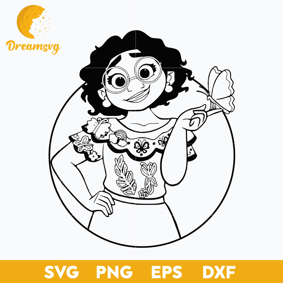 Mirabel Madrigal outline svg, Encanto svg, Bundle Encanto svg, Birthday Party svg, Birthday svg, cut files for cricut silhouette, layered svg, cricut svg, png, dxf, eps digital file.