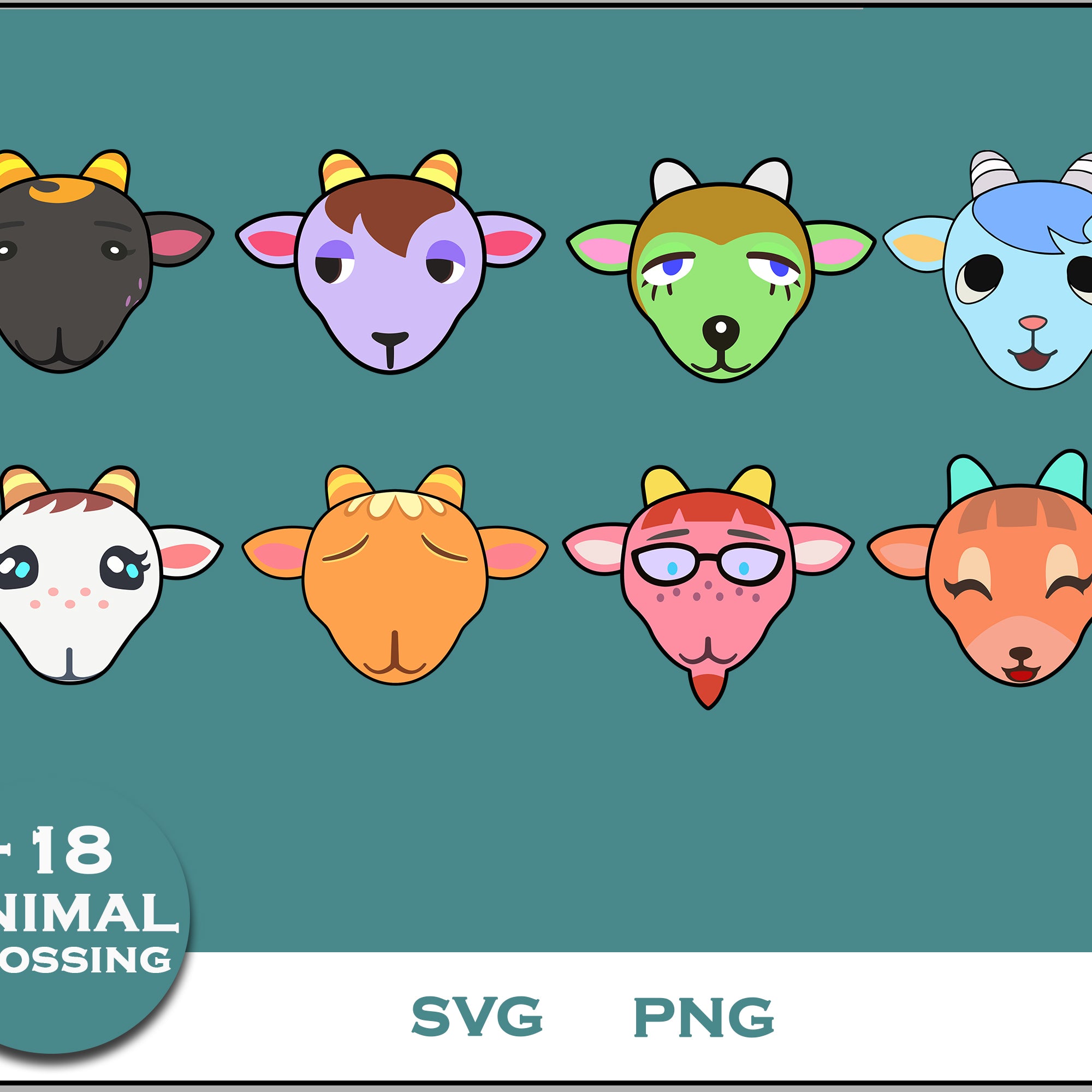 18+ Goat Svg Bundle, Animal Crossing Svg Bundle, Animal Crossing Svg, Cartoon svg, png digital file