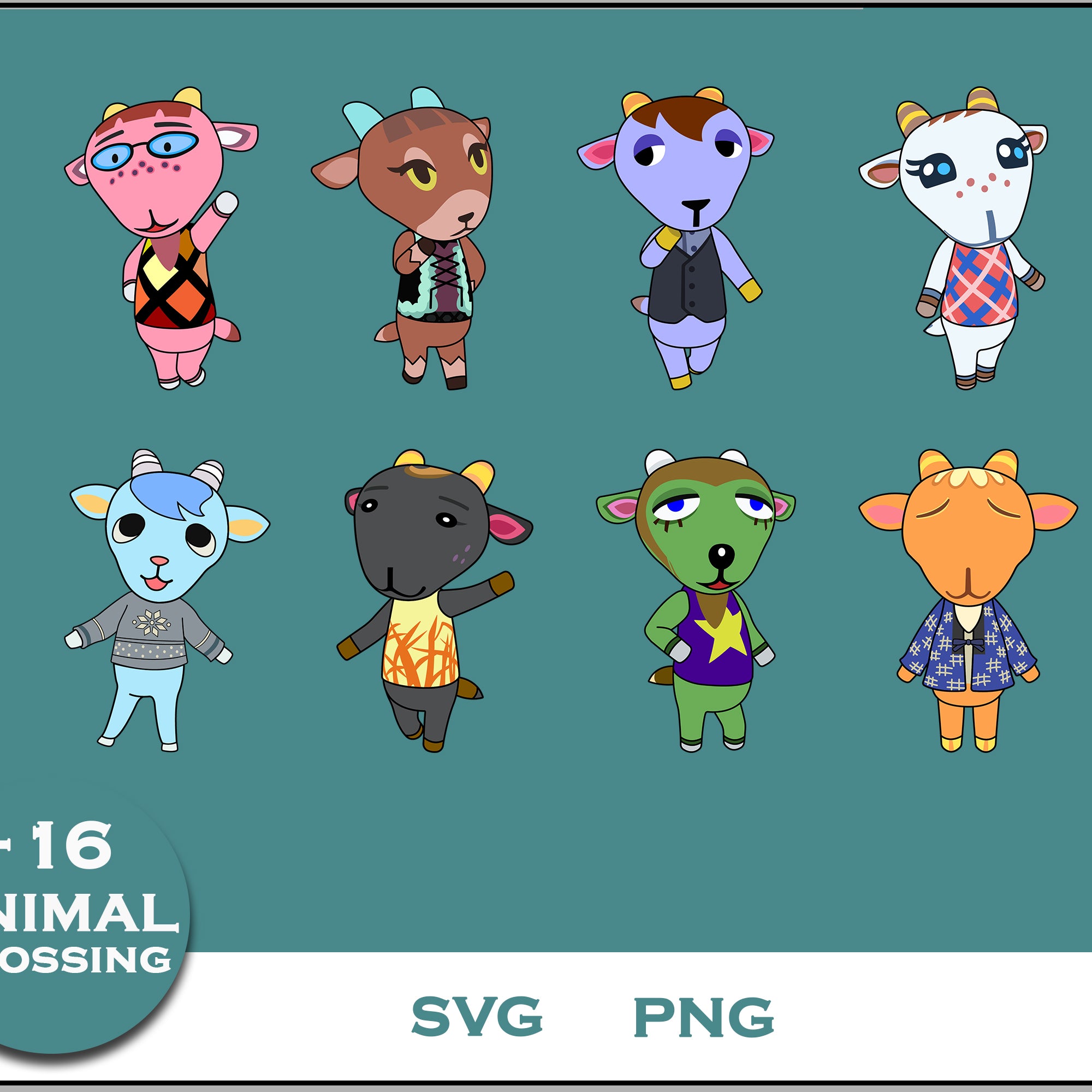 16+ Goat Svg Bundle, Animal Crossing Svg Bundle, Animal Crossing Svg, Cartoon svg, png digital file