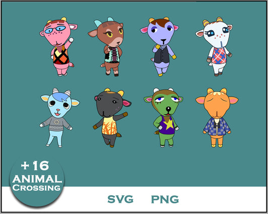 16+ Goat Svg Bundle, Animal Crossing Svg Bundle, Animal Crossing Svg, Cartoon svg, png digital file