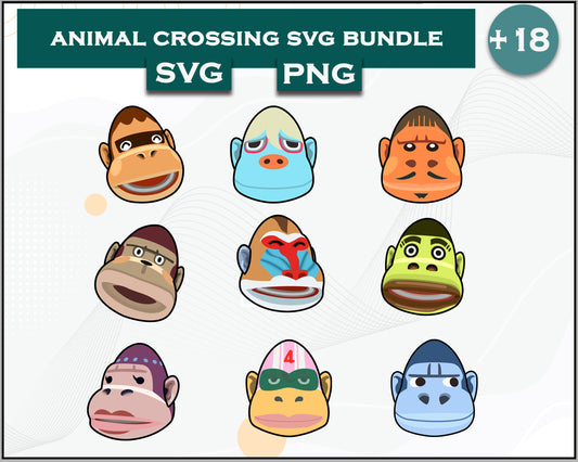 18+ Gorilla Svg Bundle, Animal Crossing Svg Bundle, Animal Crossing Svg, Cartoon svg, png digital file