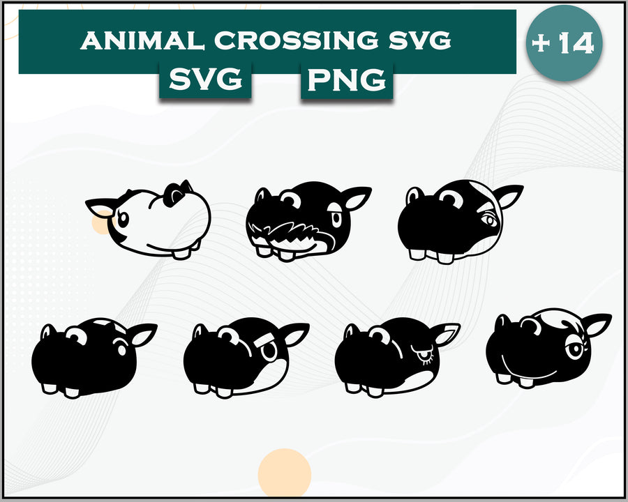14+ Hippo Svg Bundle, Animal Crossing Svg Bundle, Animal Crossing Svg, Cartoon svg, png digital file