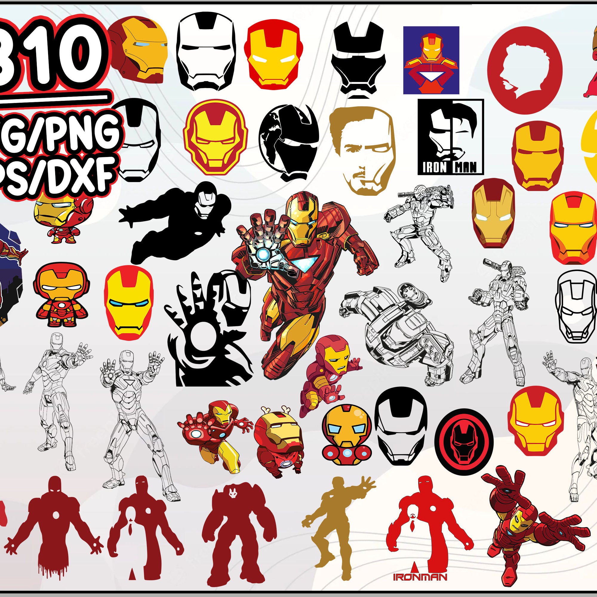 310+ Iron Man Bundle svg, Superheroe svg, Iron Man cut file, Cartoon svg, png, dxf, eps digital file