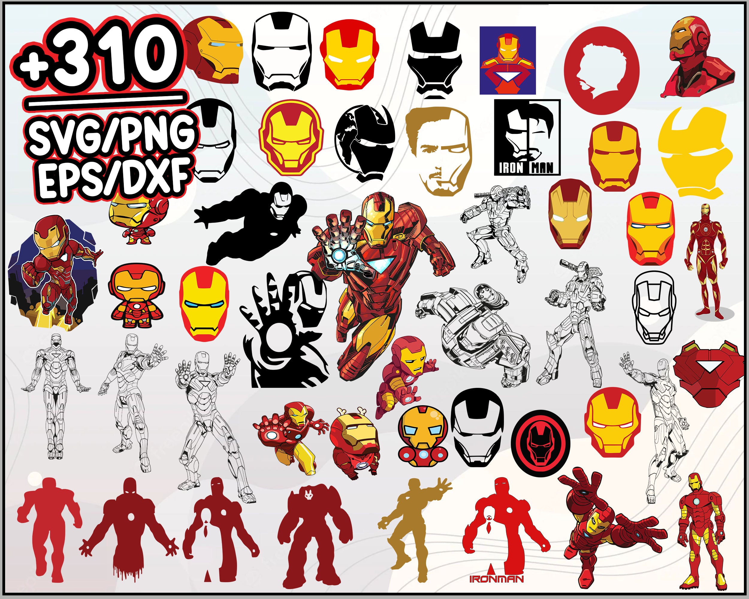 310+ Iron Man Bundle svg, Superheroe svg, Iron Man cut file, Cartoon svg, png, dxf, eps digital file