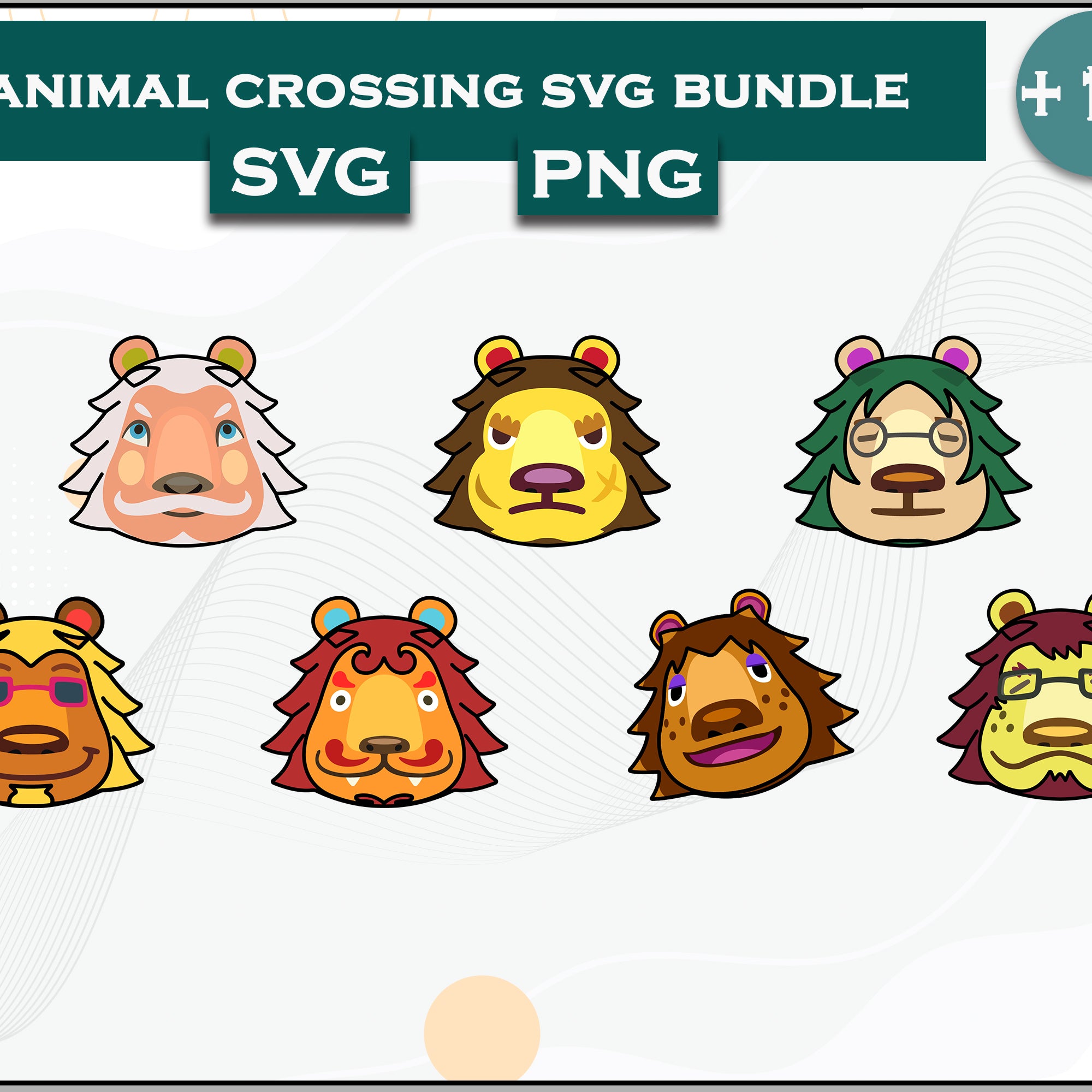 14+ Lion Svg Bundle, Animal Crossing Svg Bundle, Animal Crossing Svg, Cartoon svg, png digital file